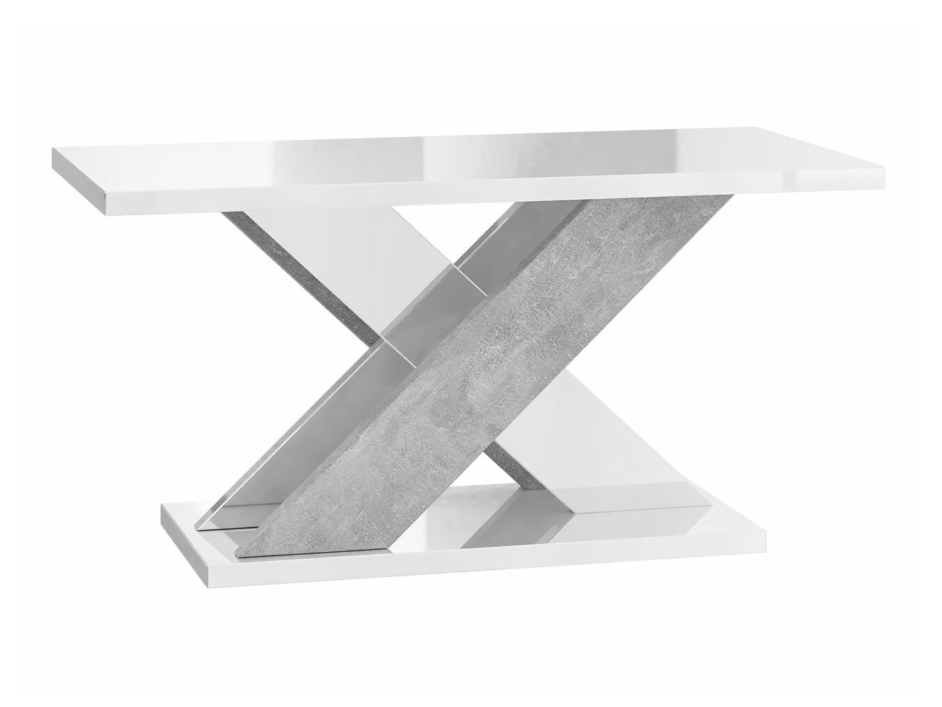 Table basse Goodyear 116 (Blanc brillant + Béton)