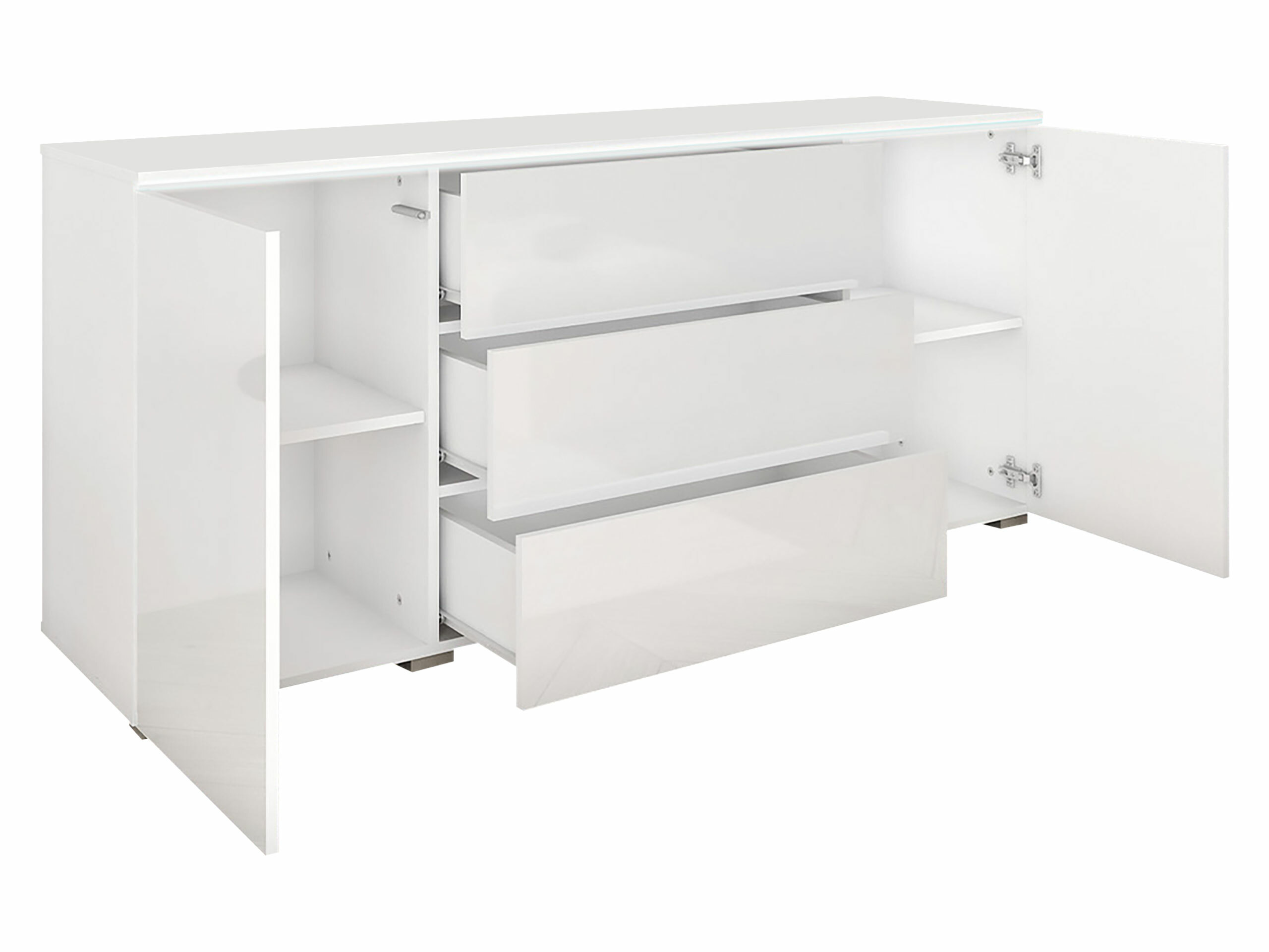 Commode Sarasota 142 (Béton + Blanc brillant)