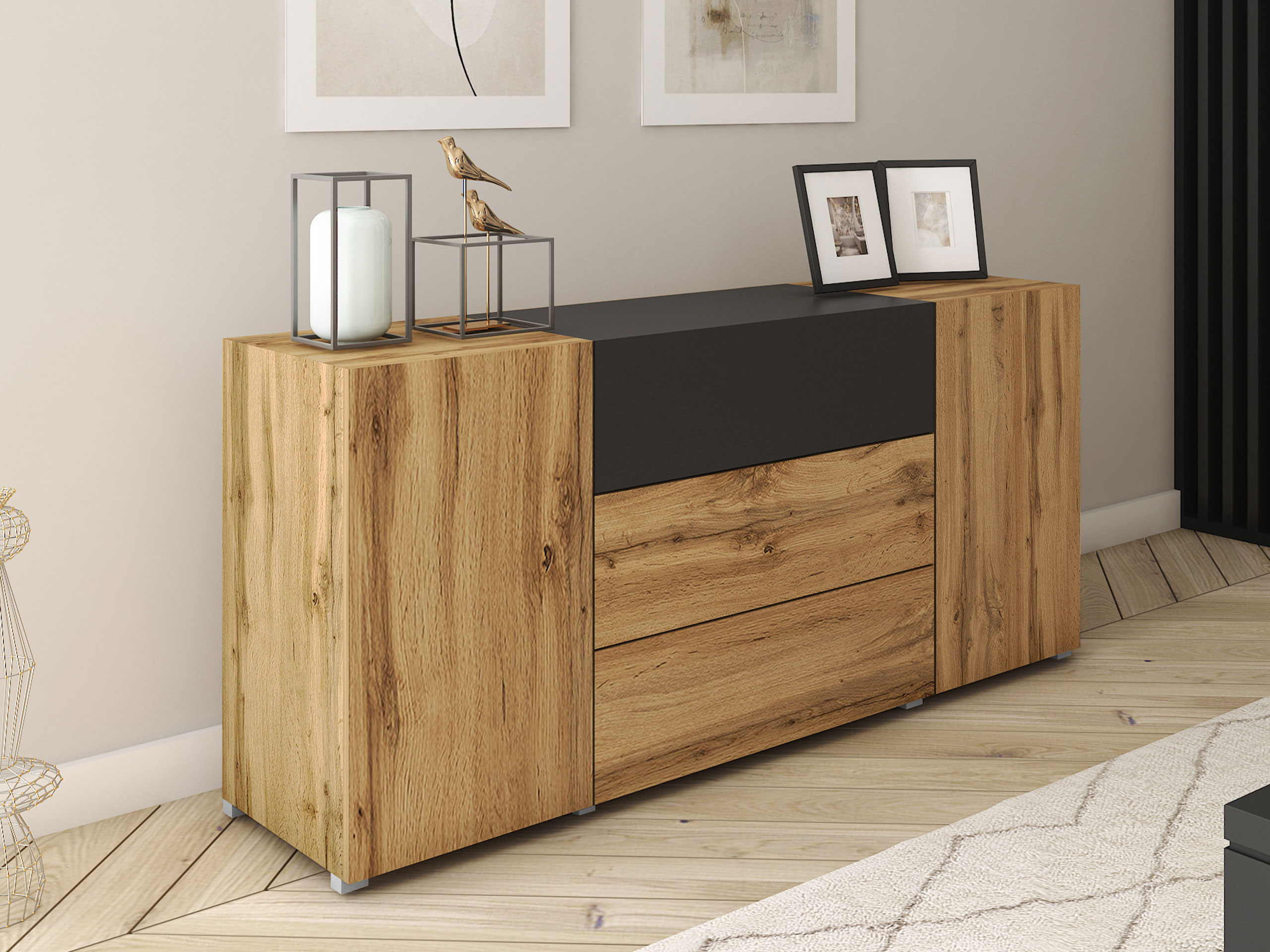 Commode Sarasota 191 (Chêne wotan + Graphite)