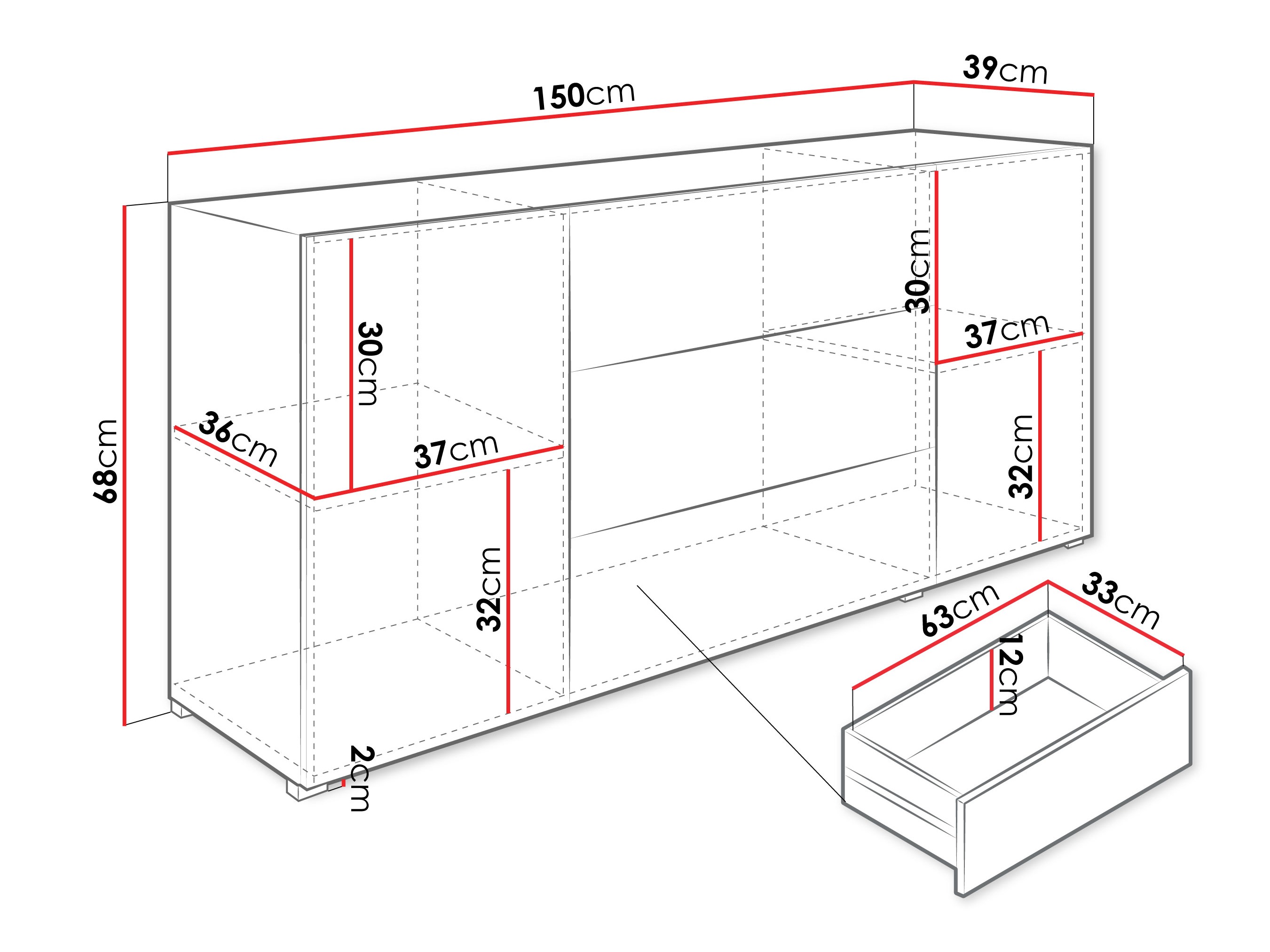 Commode Sarasota 191 (Chêne wotan + Graphite)