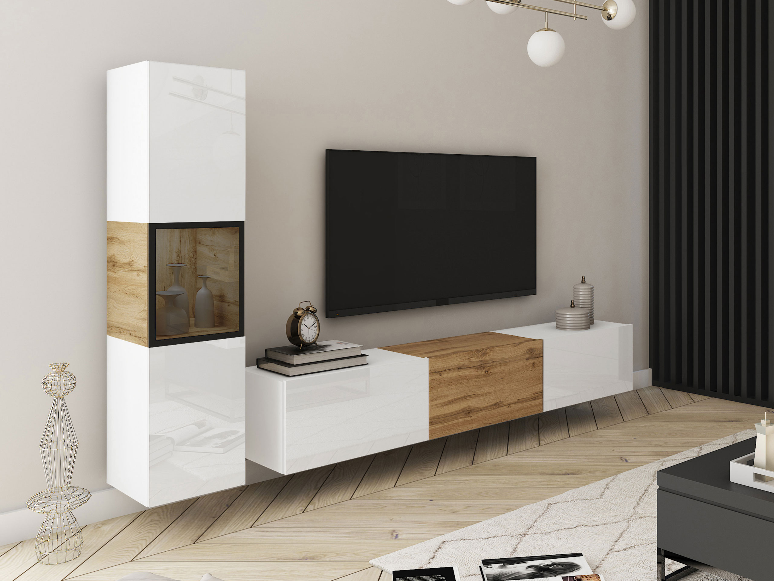 Ensemble de salon Sarasota 192 (Blanc + Chêne wotan)