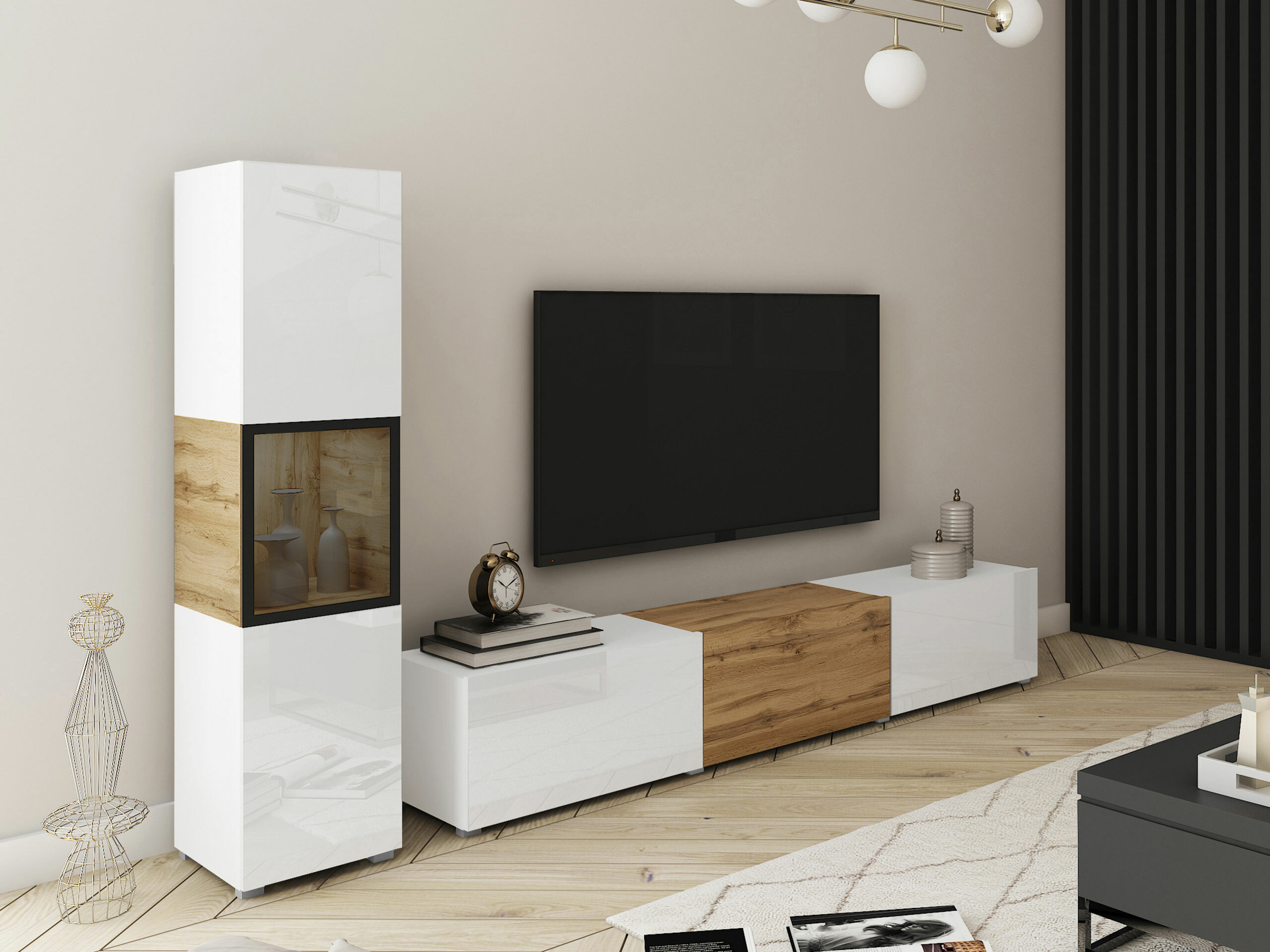 Ensemble de salon Sarasota 192 (Blanc + Chêne wotan)