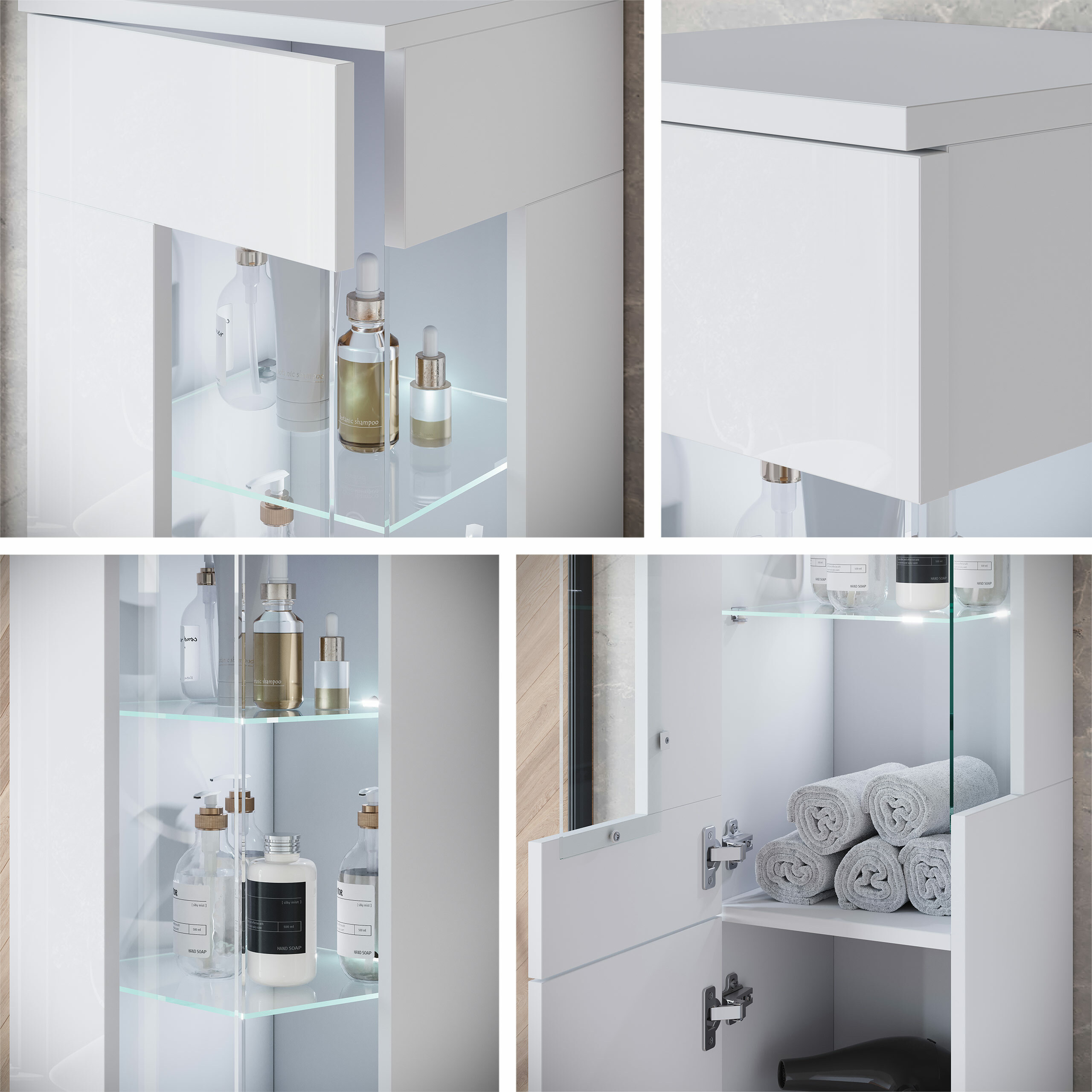 Ensemble de salle de bain Sarasota 194 (Blanc + Blanc brillant)
