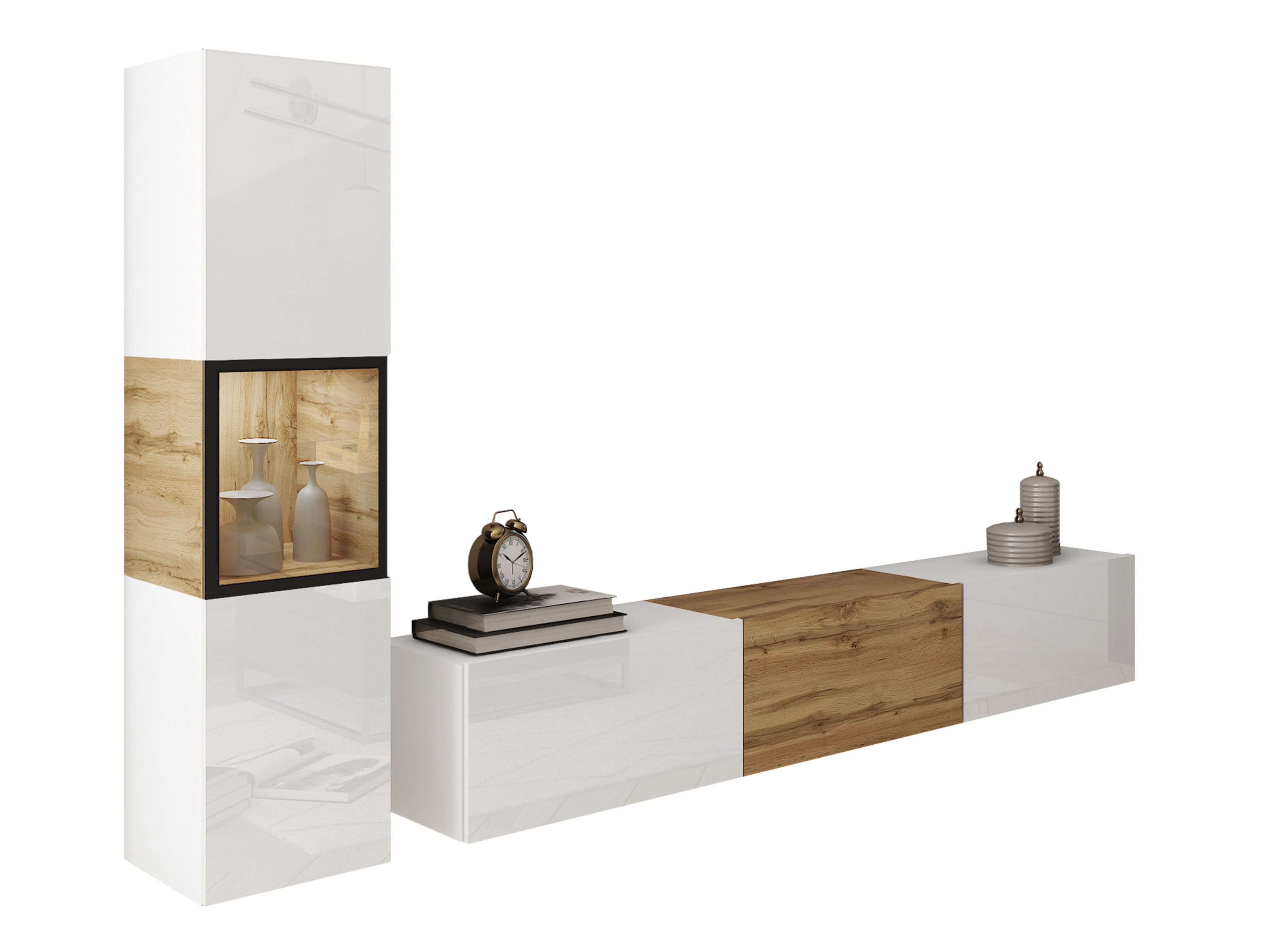 Ensemble de salon Sarasota 192 (Blanc + Chêne wotan)