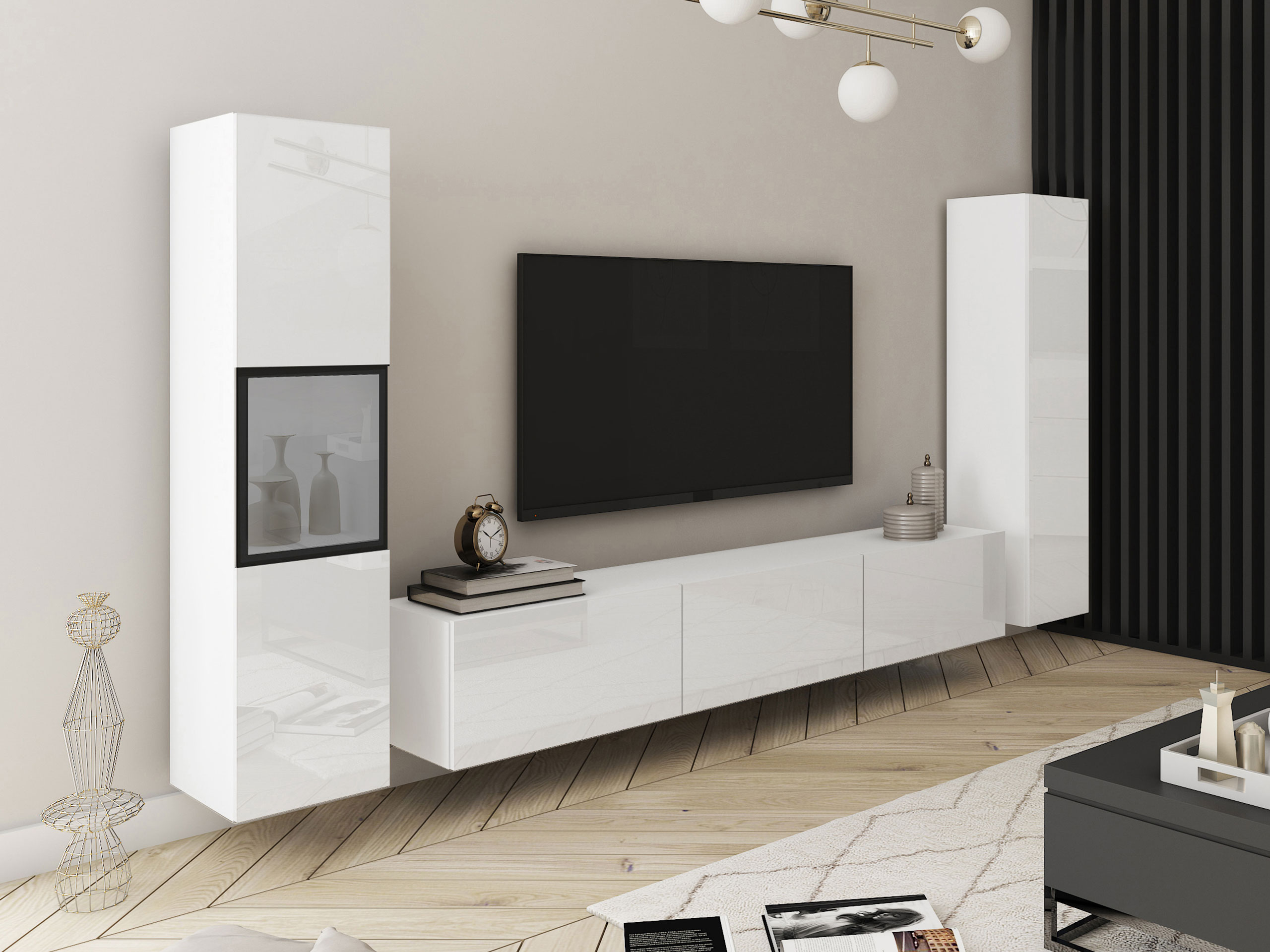 Ensemble de salon Sarasota 193 (Blanc + Blanc brillant)