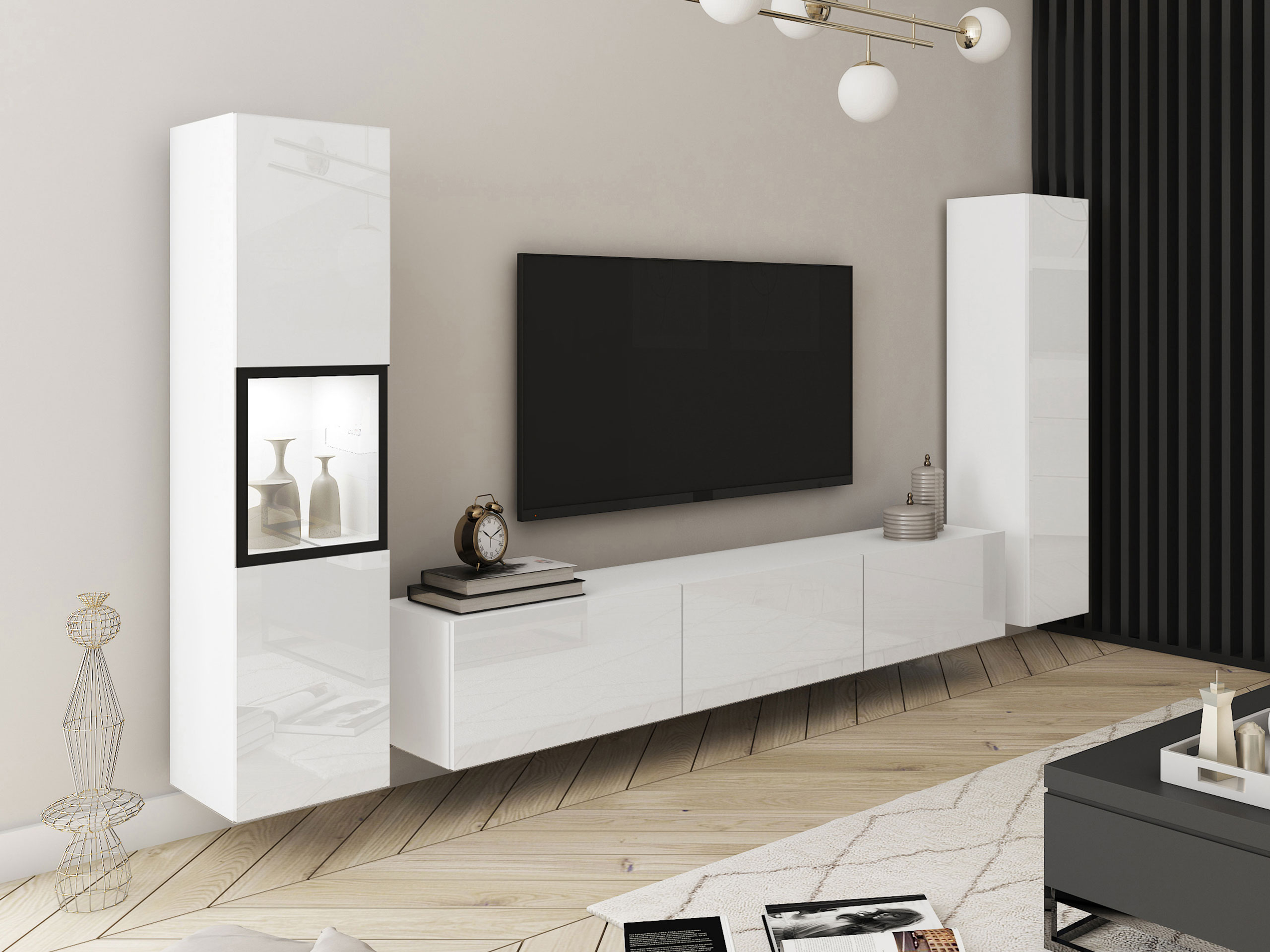 Ensemble de salon Sarasota 193 (Blanc + Blanc brillant)