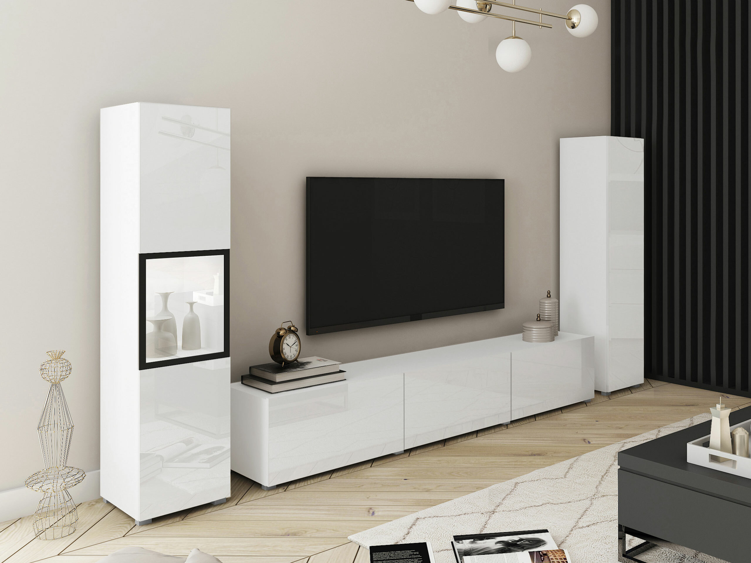Ensemble de salon Sarasota 193 (Blanc + Blanc brillant)