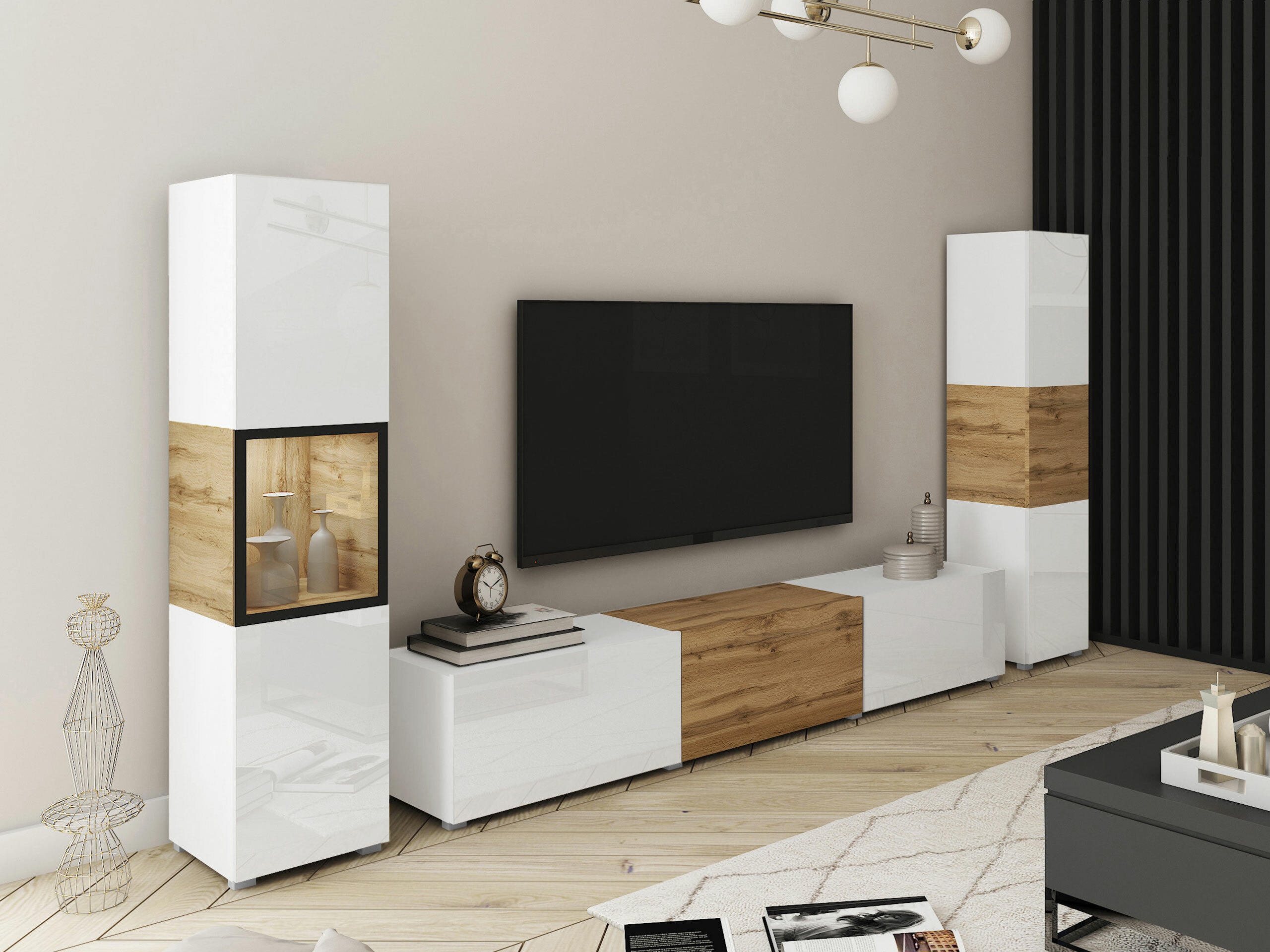 Ensemble de salon Sarasota 193 (Blanc + Chêne wotan)