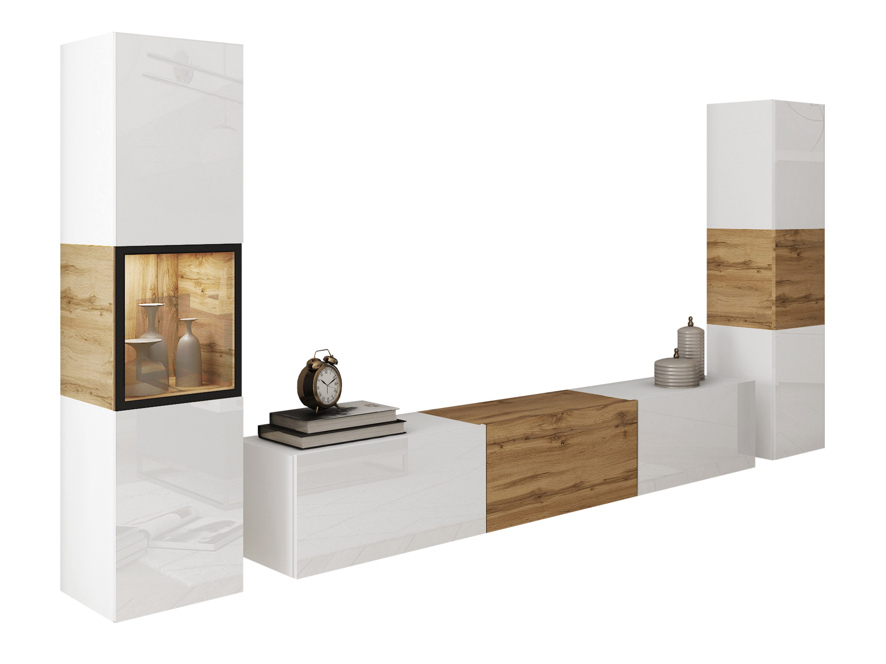 Ensemble de salon Sarasota 193 (Blanc + Chêne wotan)