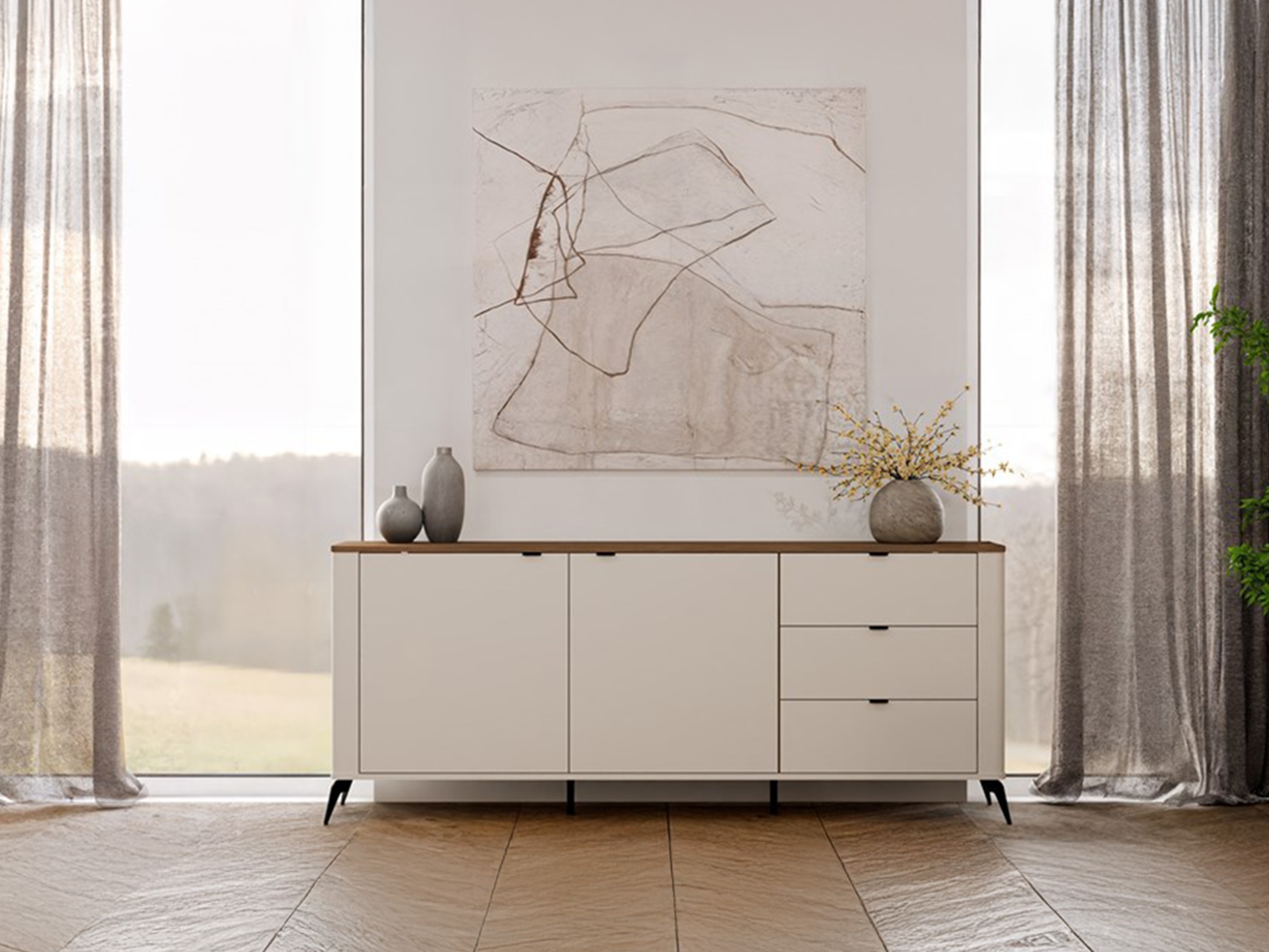 Commode Soavie 106 (Cachemire + Chêne)