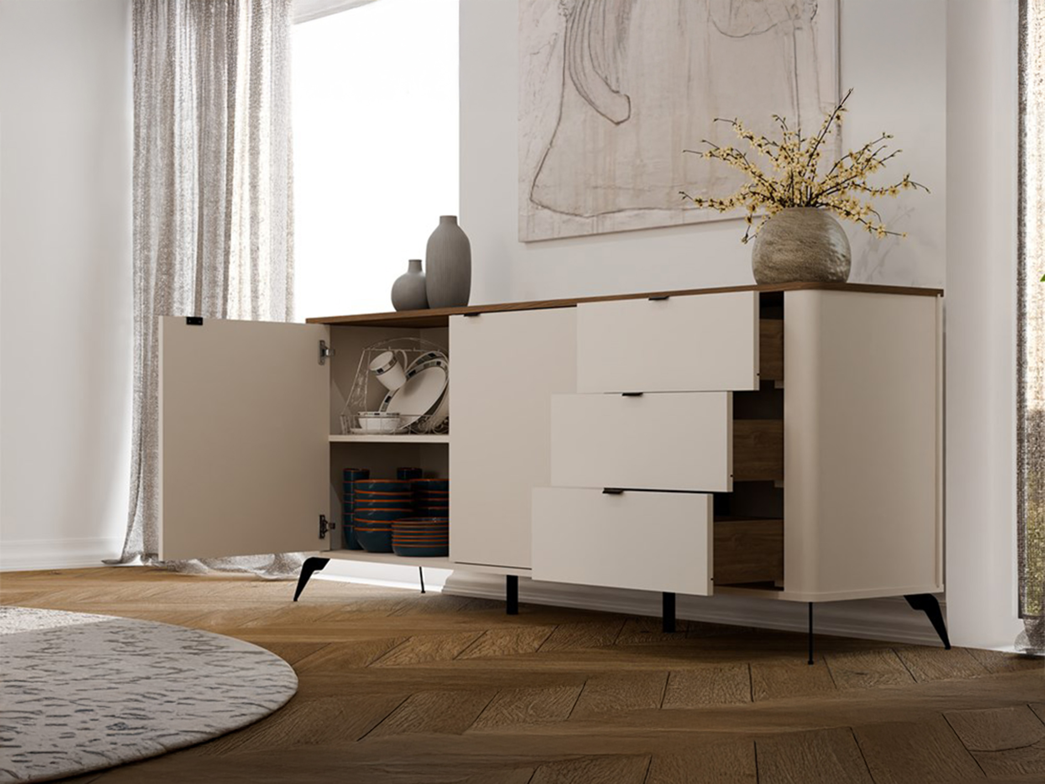 Commode Soavie 106 (Cachemire + Chêne)