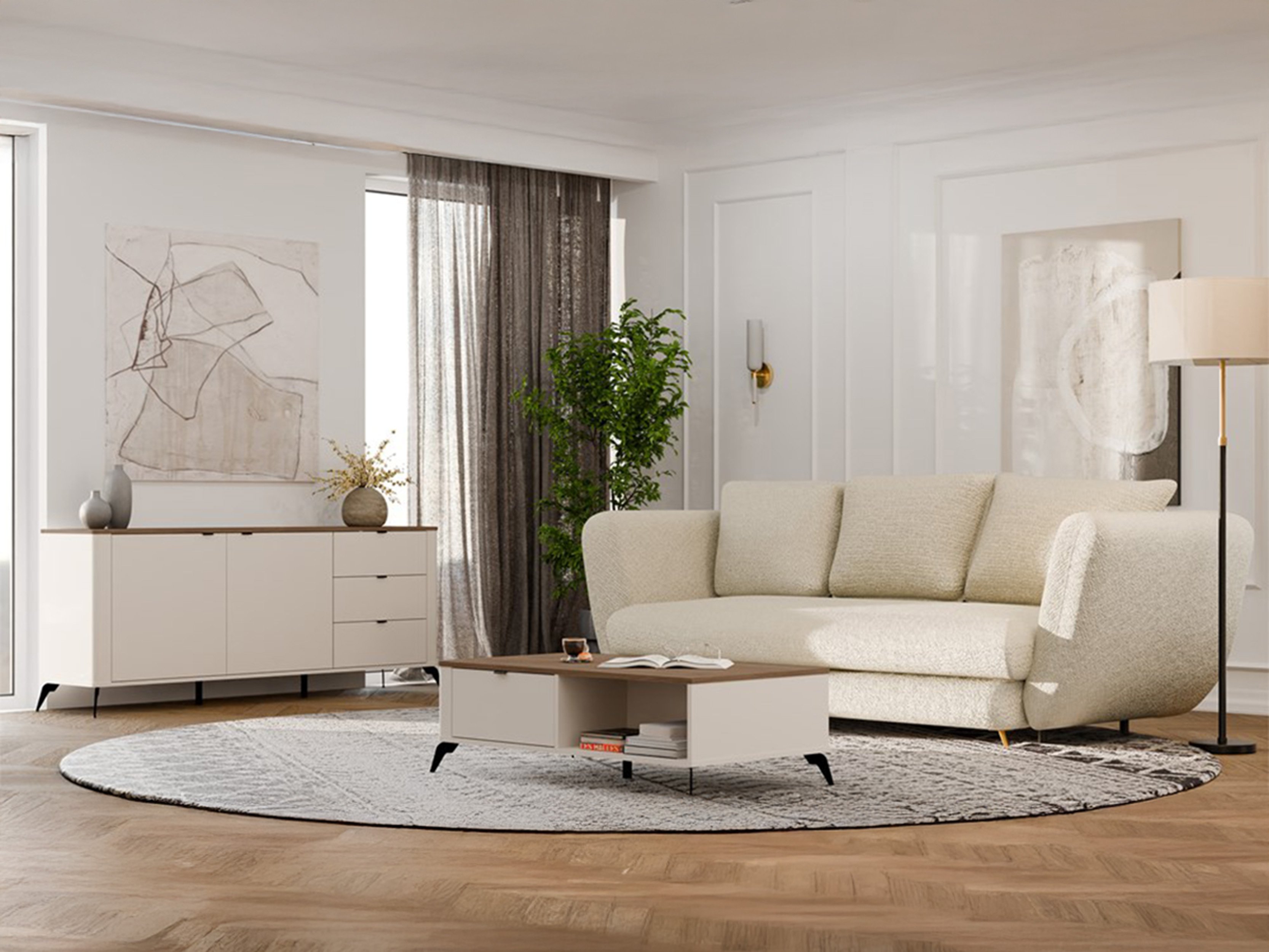 Commode Soavie 106 (Cachemire + Chêne)