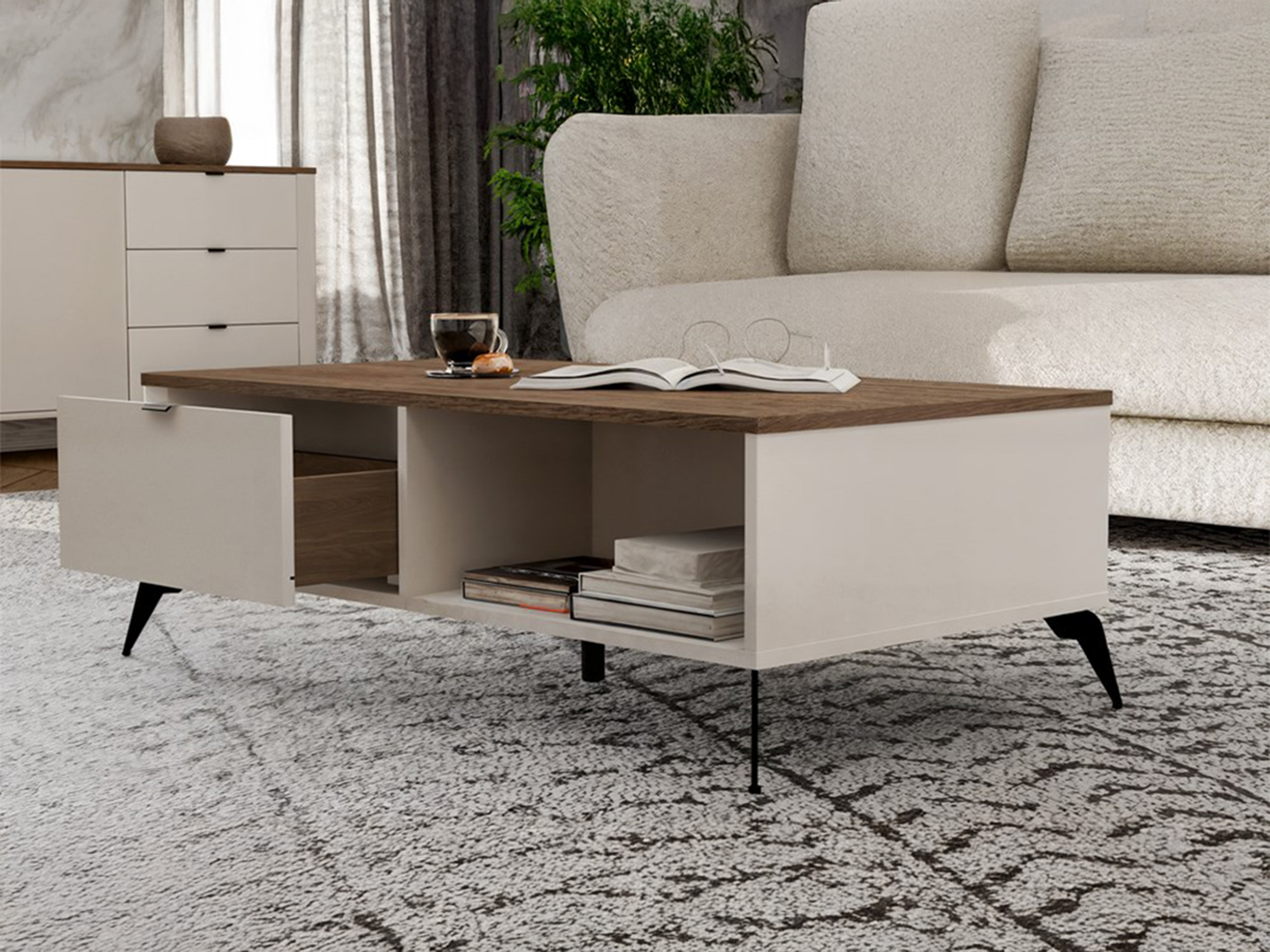 Table basse Soavie 107 (Cachemire + Chêne)