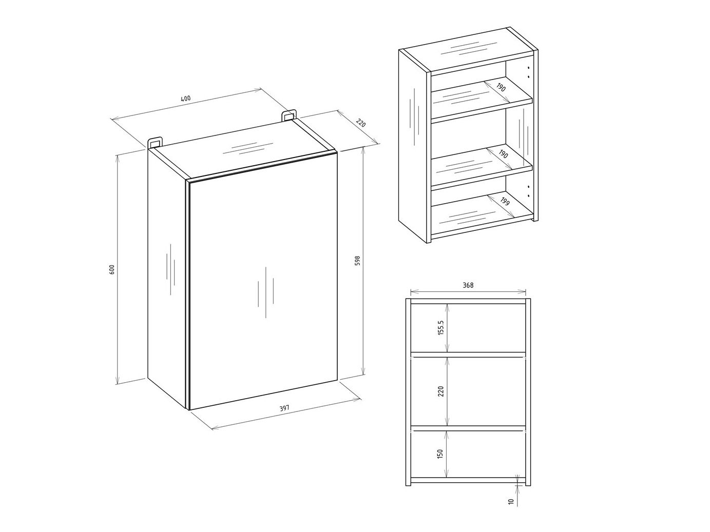 Armoire à miroir de salle de bains Balelbo 100 (Cachemire)