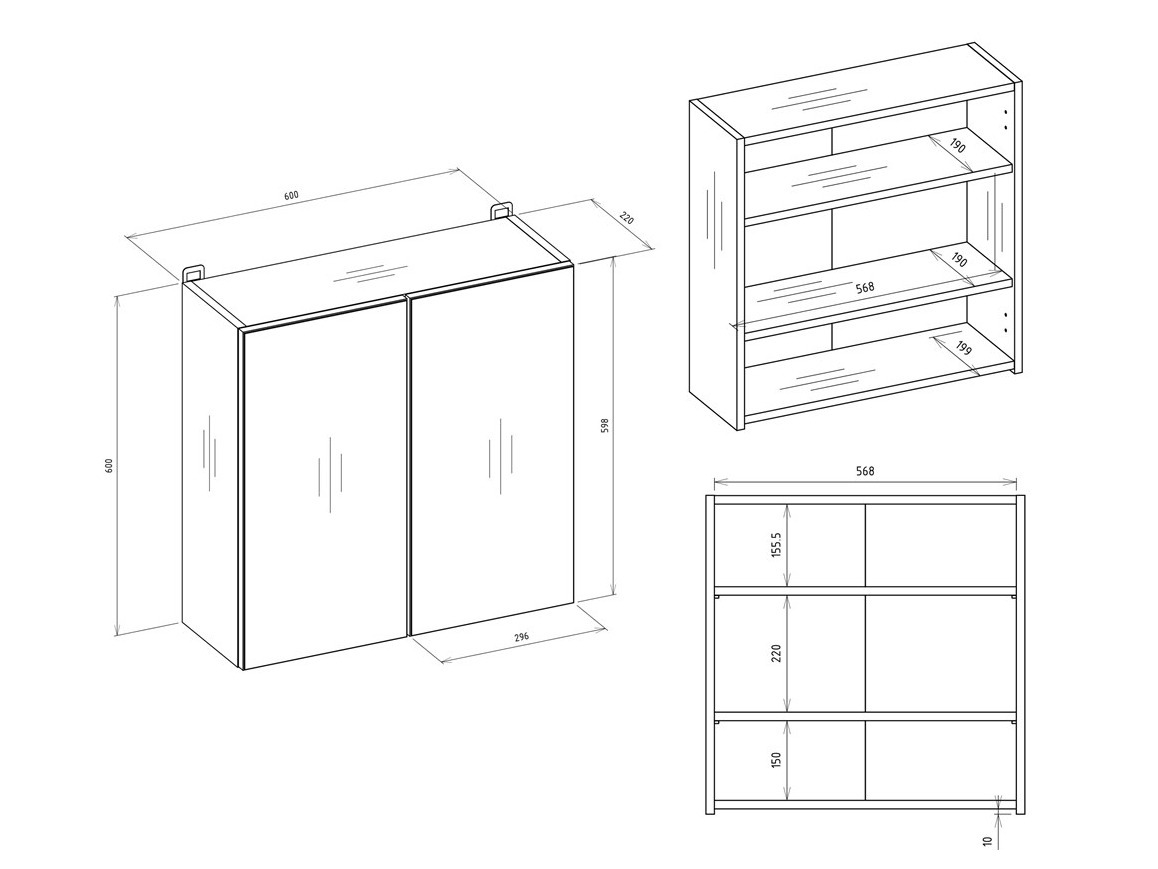 Armoire à miroir de salle de bains Balelbo 101 (Cachemire)
