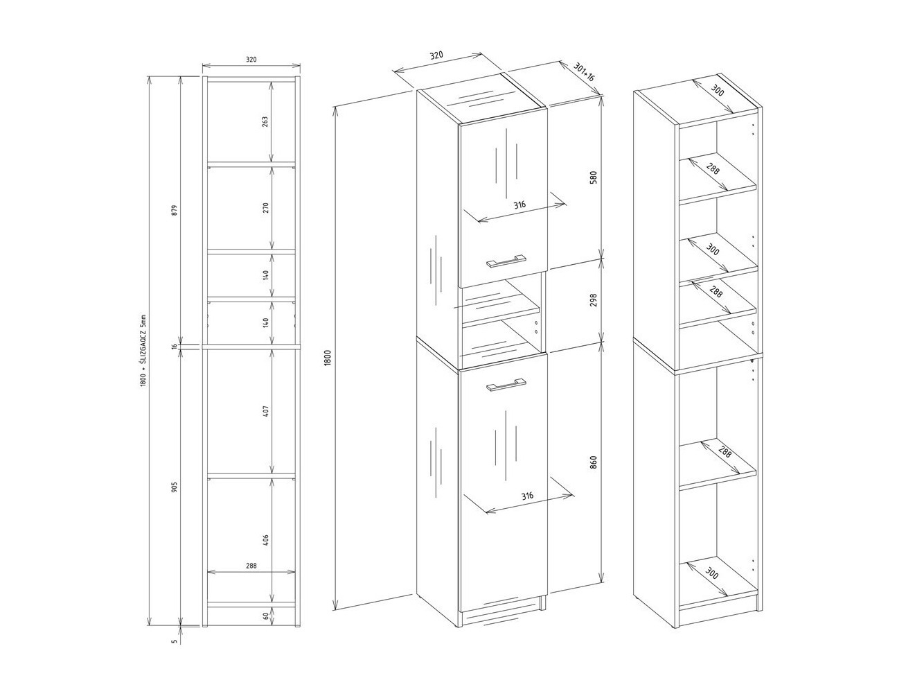 Armoire de bain à poser Mandeville 152 (Blanc + Blanc gloss)