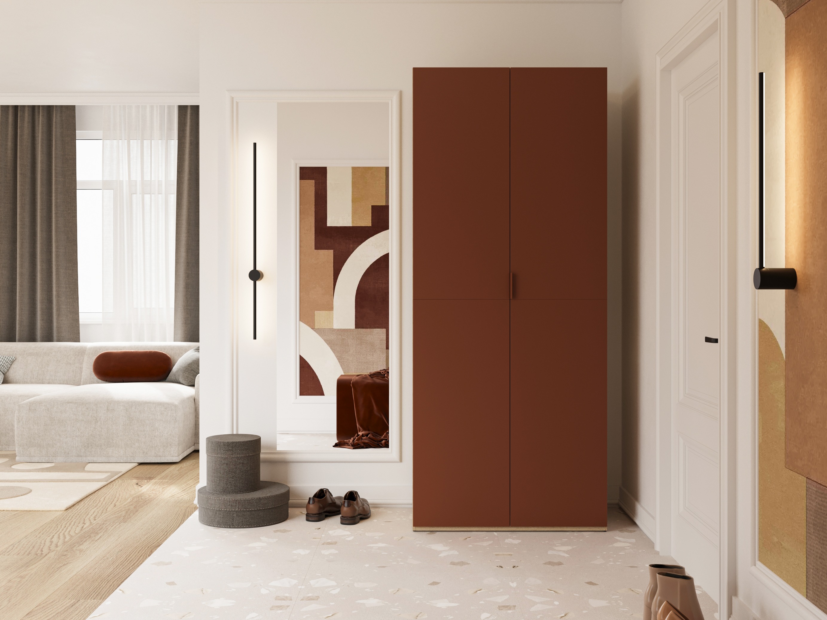 Armoire Austin 387 (Orange + Chêne)
