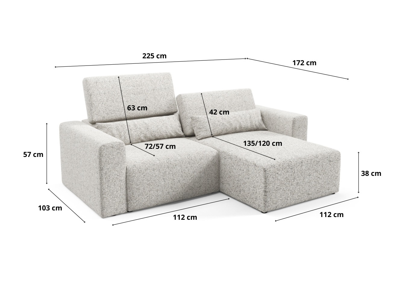 Canapé d'angle modulaire Virorle 105 (Puente 80)