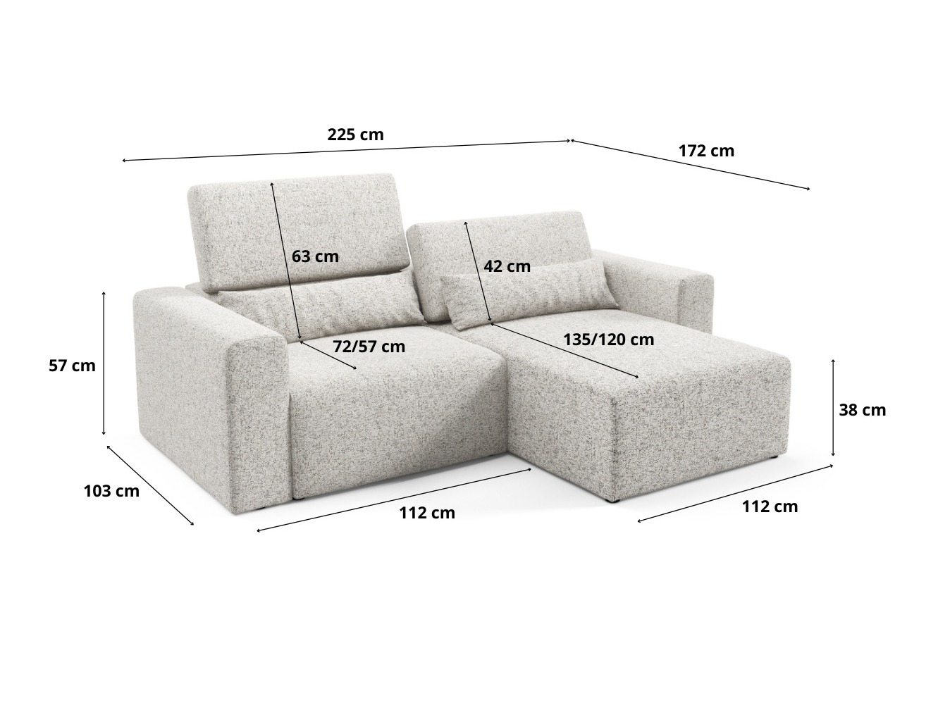 Canapé d'angle modulaire Virorle 105 (Puente 92)