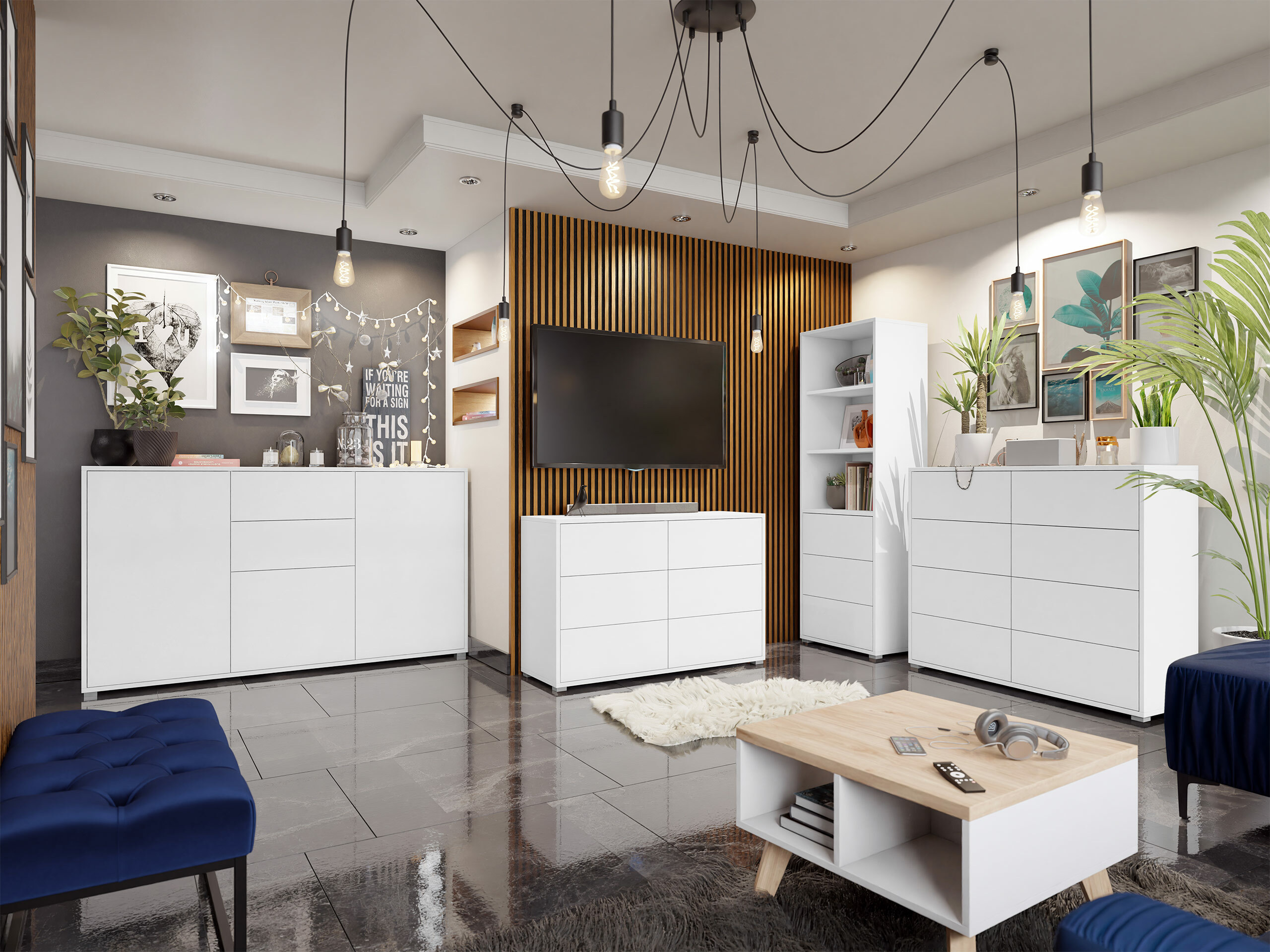 Ensemble de salon Comfivo Fersoe 108 (Blanc)