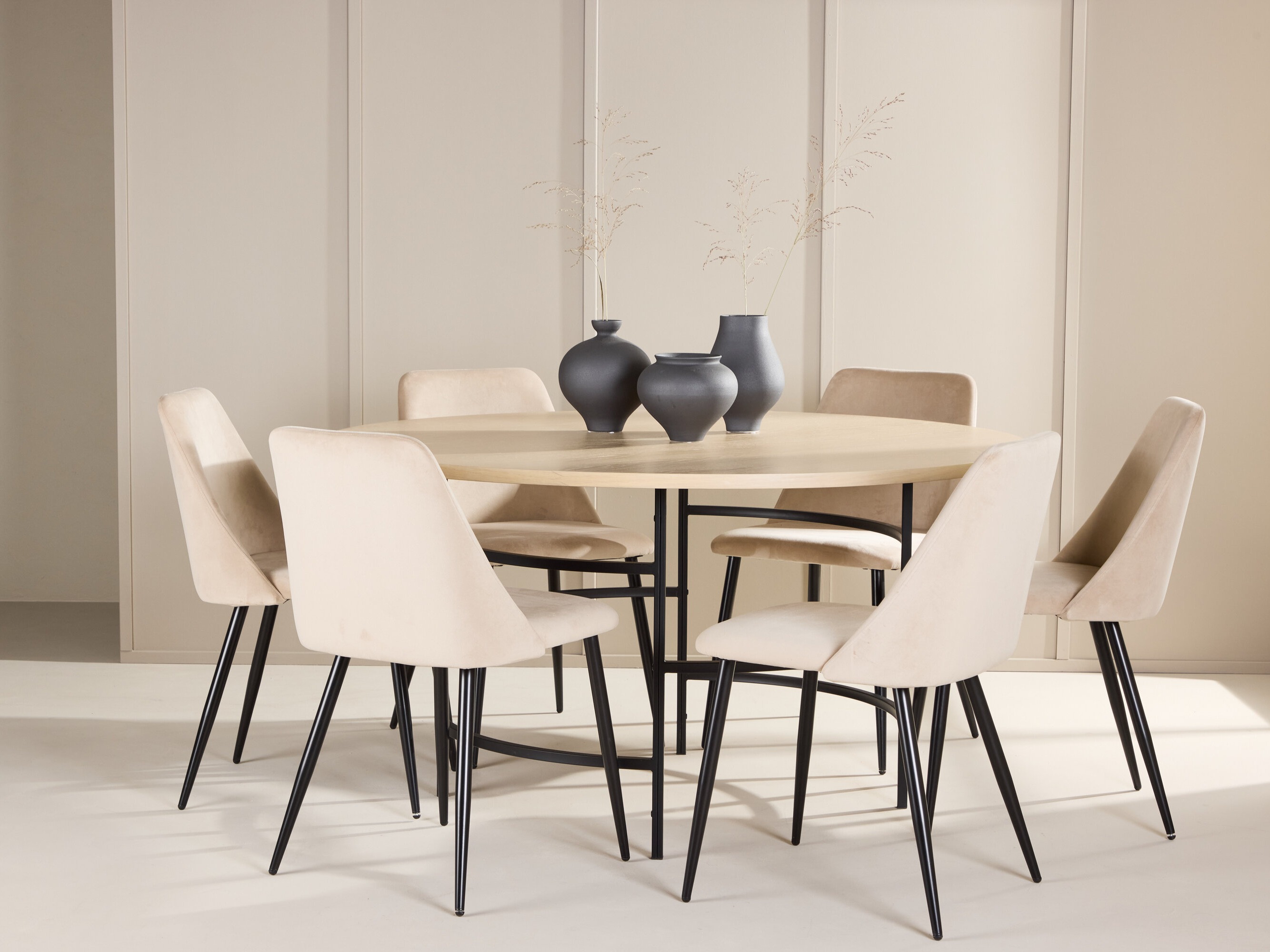 Salle à manger complète Dallas 4994 (Brun clair + Noir)