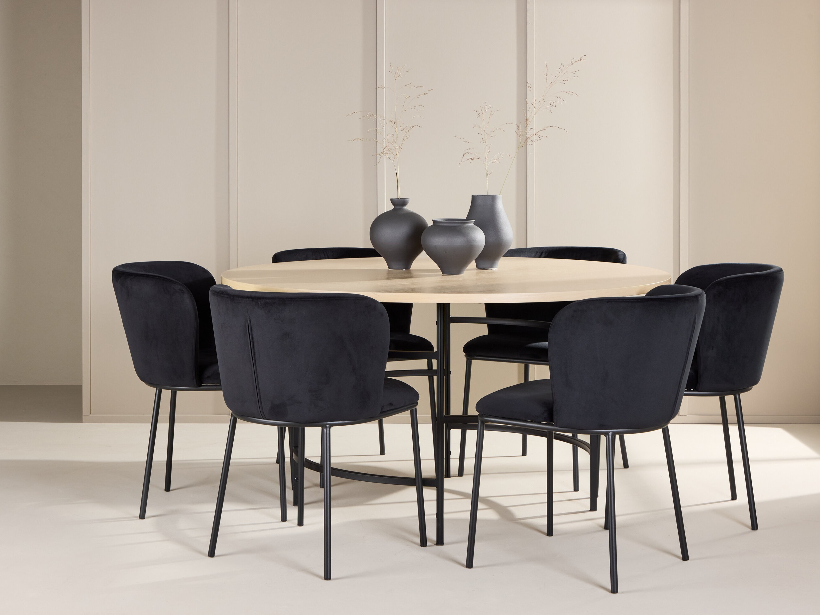 Salle à manger complète Dallas 5015 (Brun clair + Noir)