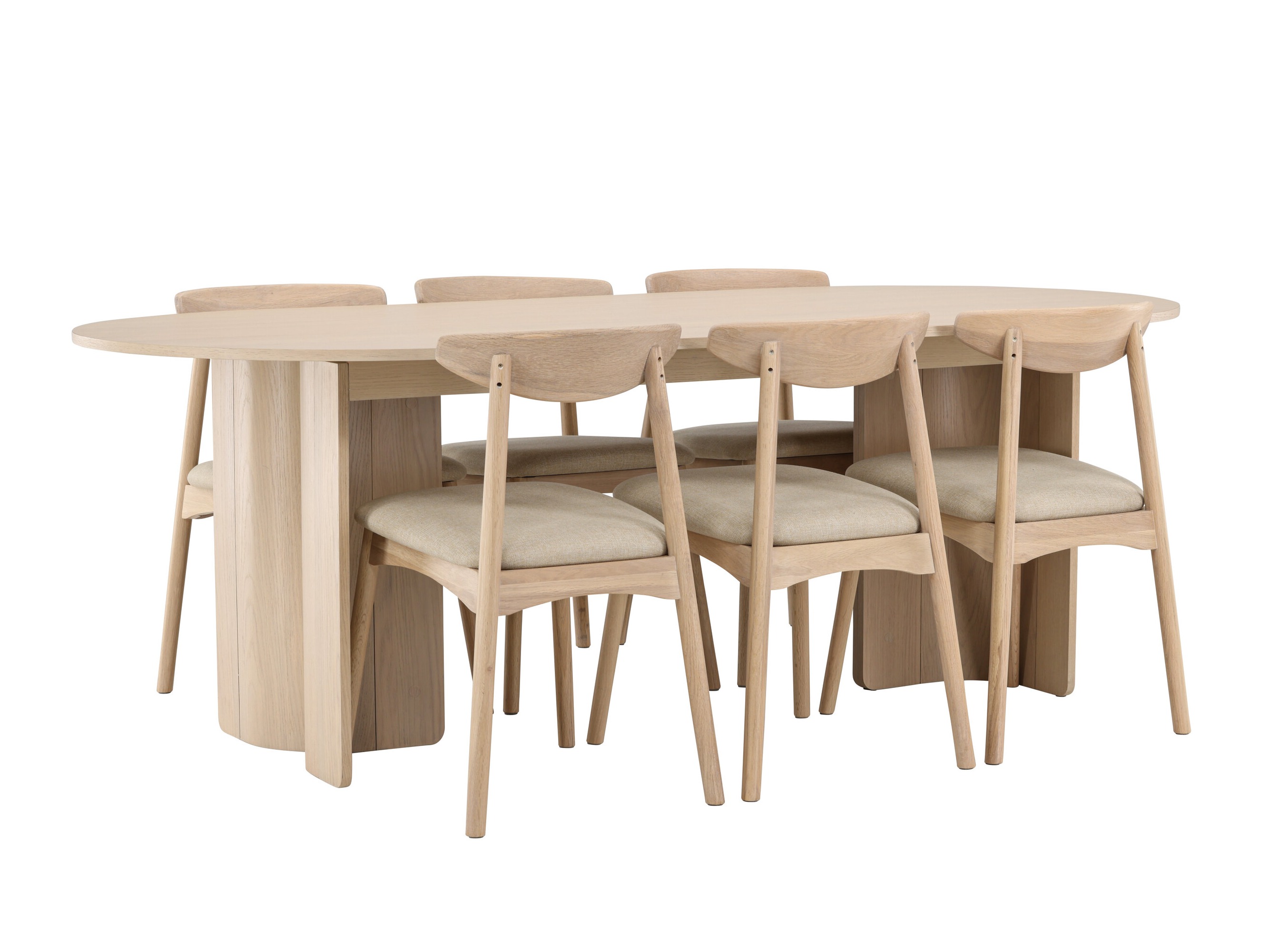 Salle à manger complète Dallas 5020 (Clair bois + Beige)