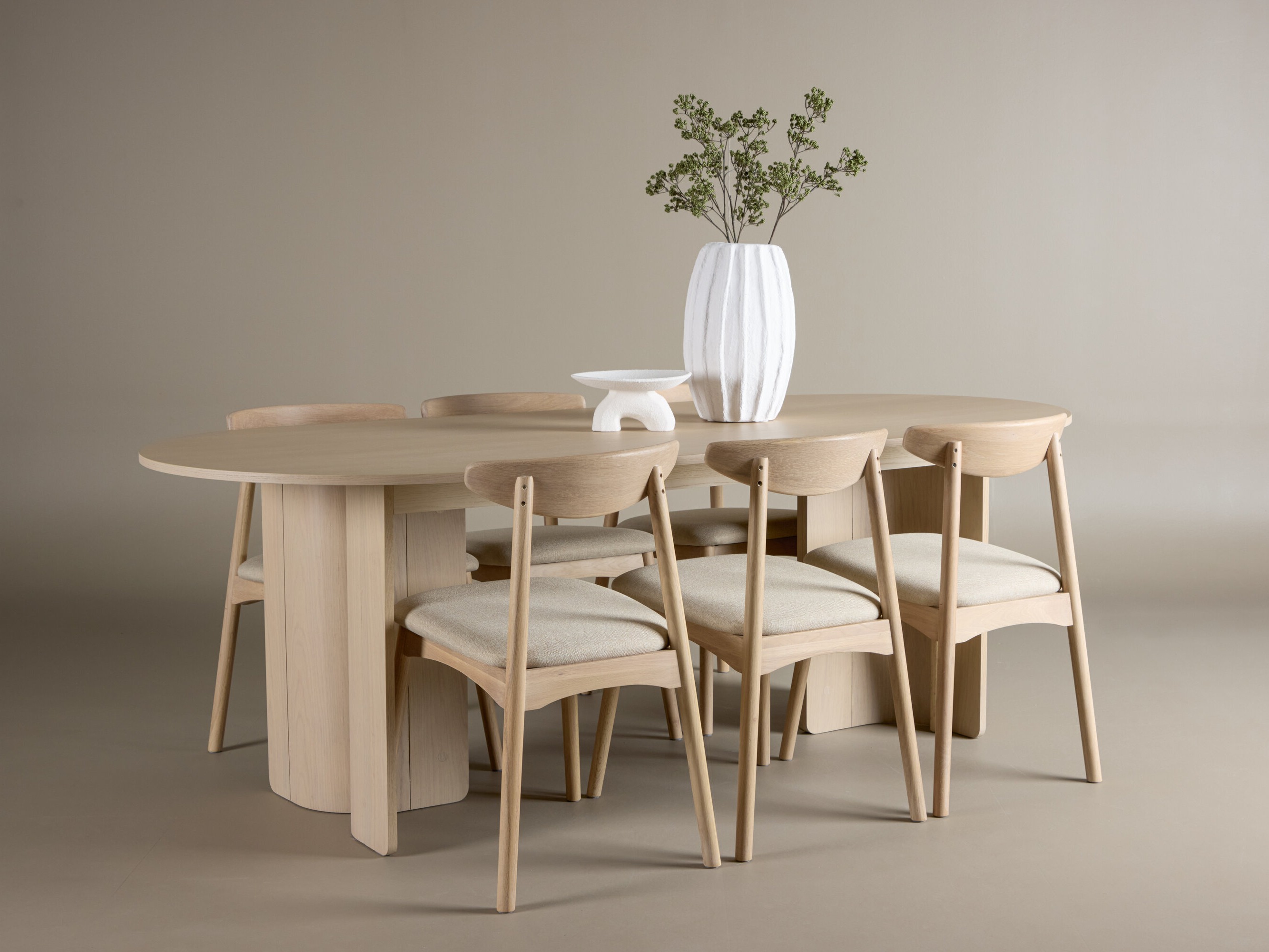 Salle à manger complète Dallas 5020 (Clair bois + Beige)