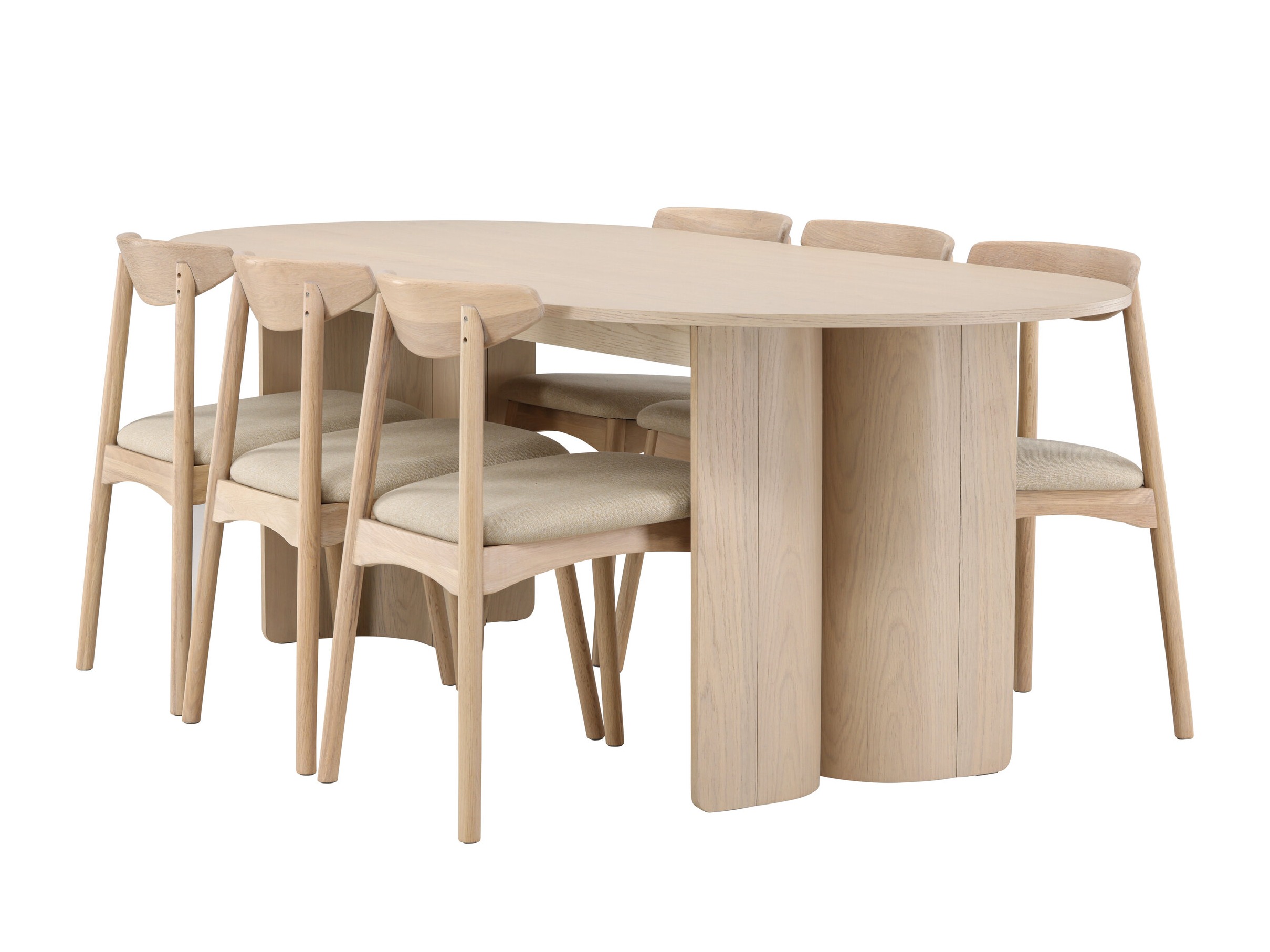 Salle à manger complète Dallas 5020 (Clair bois + Beige)