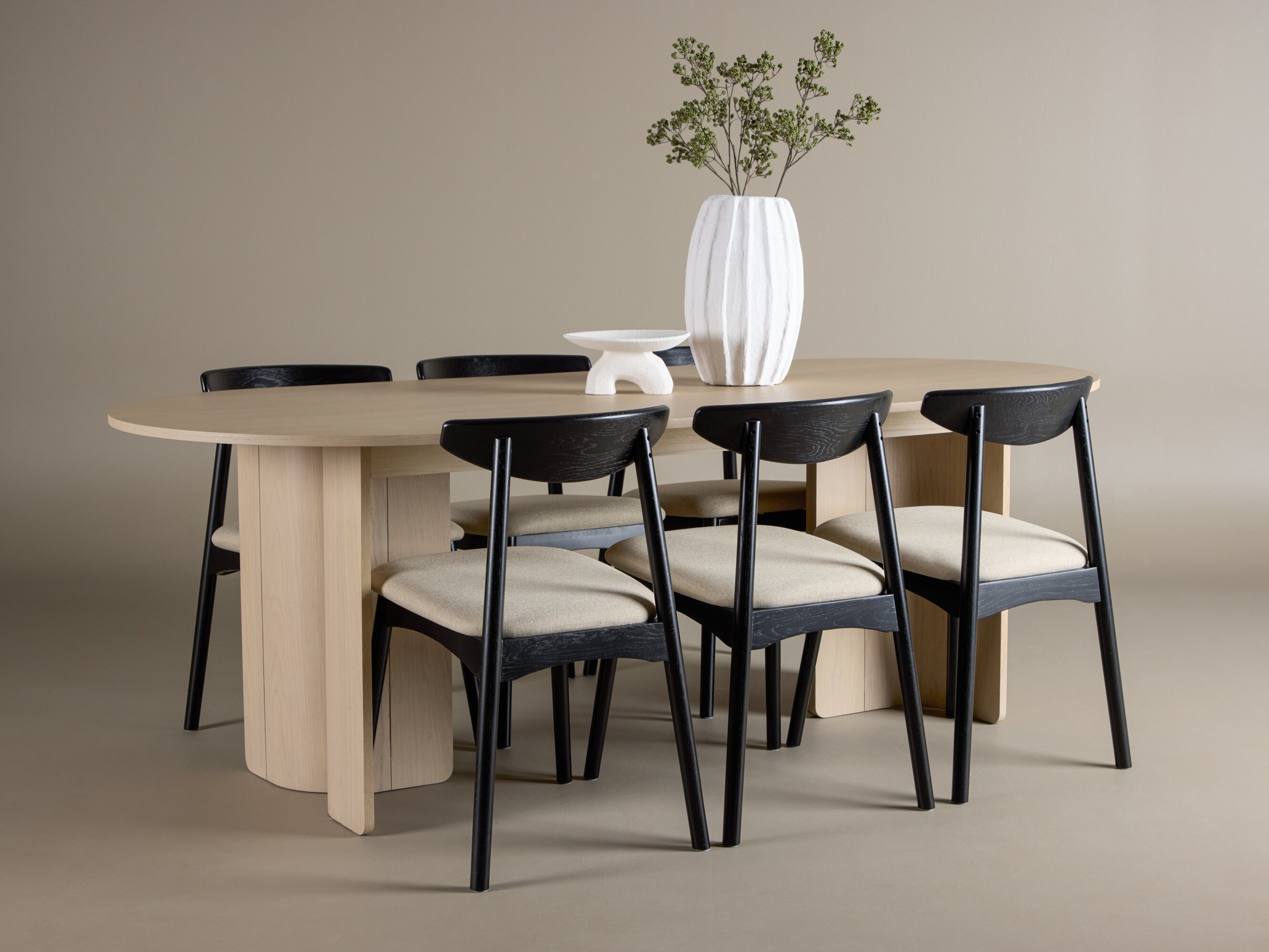 Salle à manger complète Dallas 5020 (Noir + Beige)