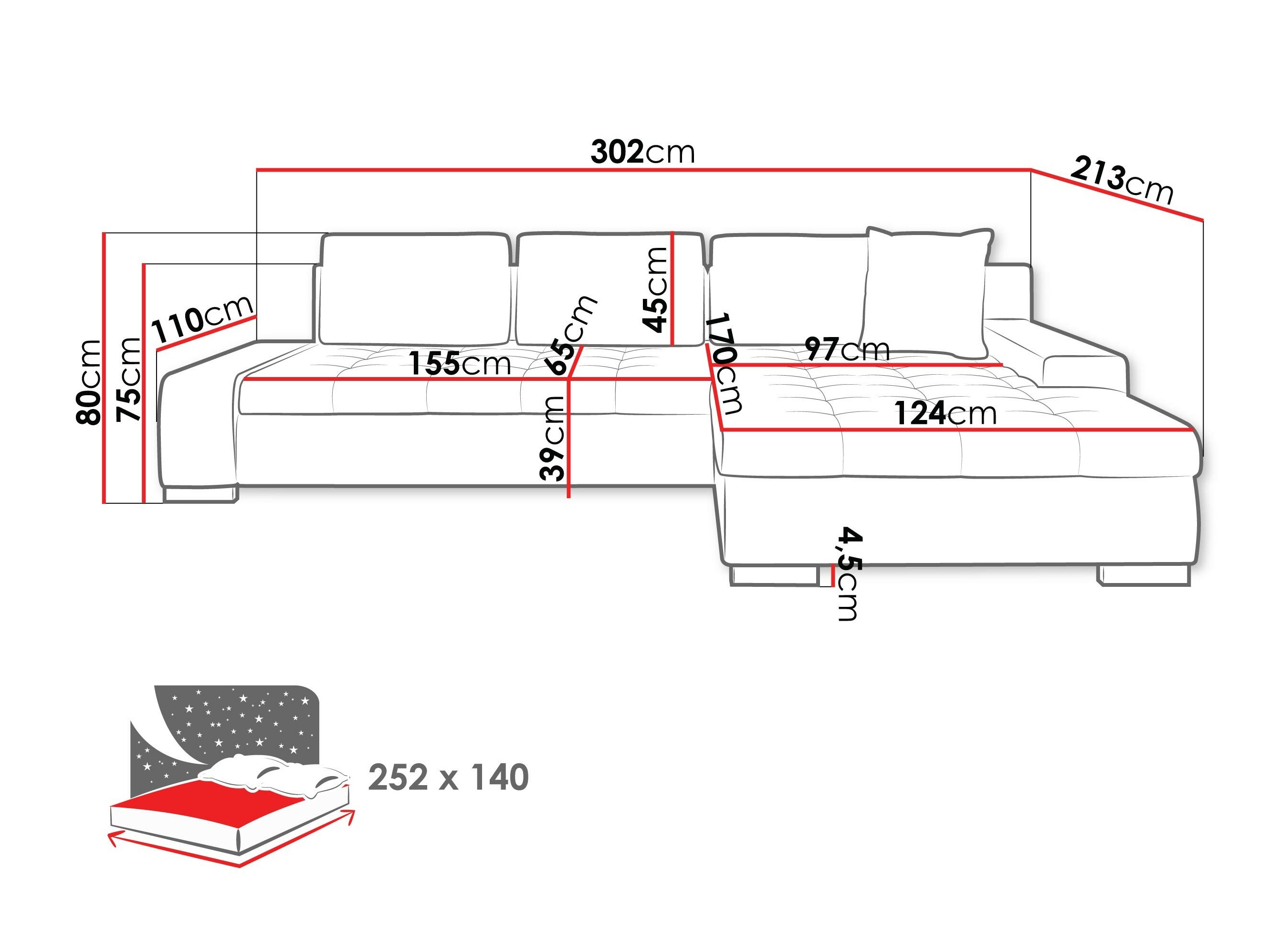 Canapé d'angle Comfivo Nitor II (Kronos 09 + Senegal 818)