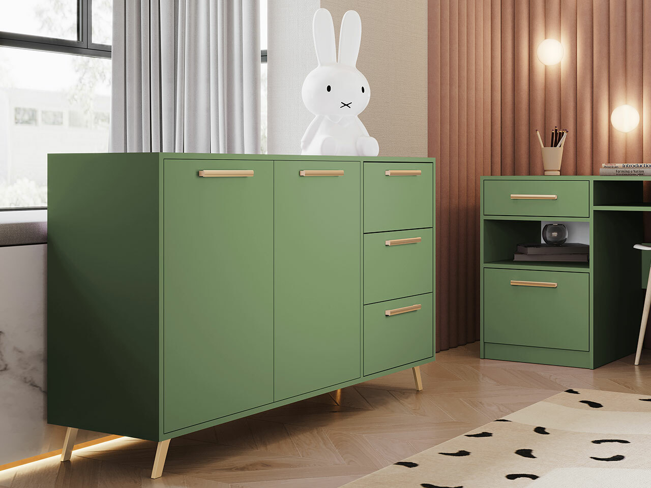 Commode Rosa (Vert + Doré)