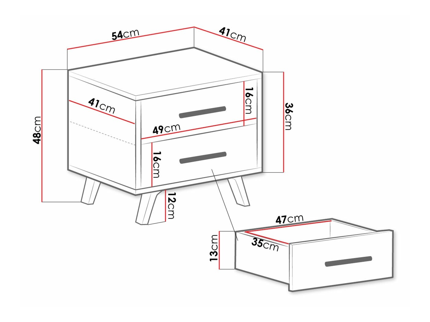 Table de chevet Dortivu (Graphite)
