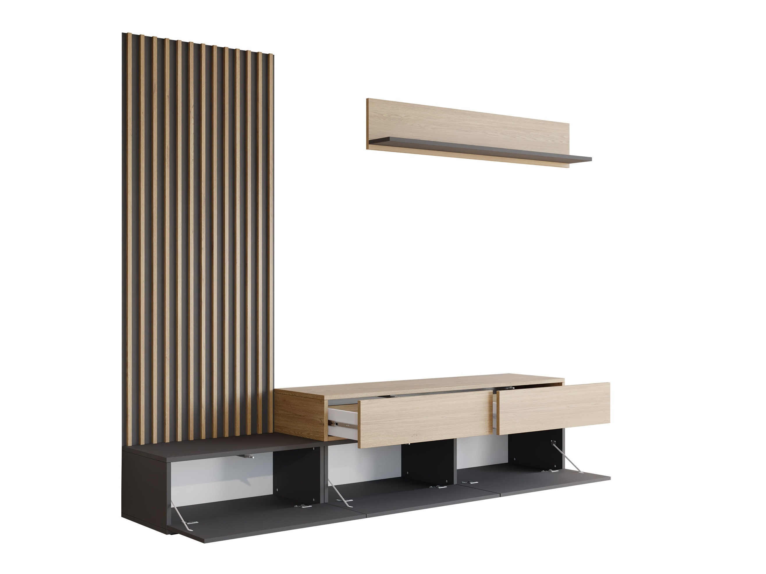 Ensemble de salon Comfivo Munium I (Blanc + Chêne)