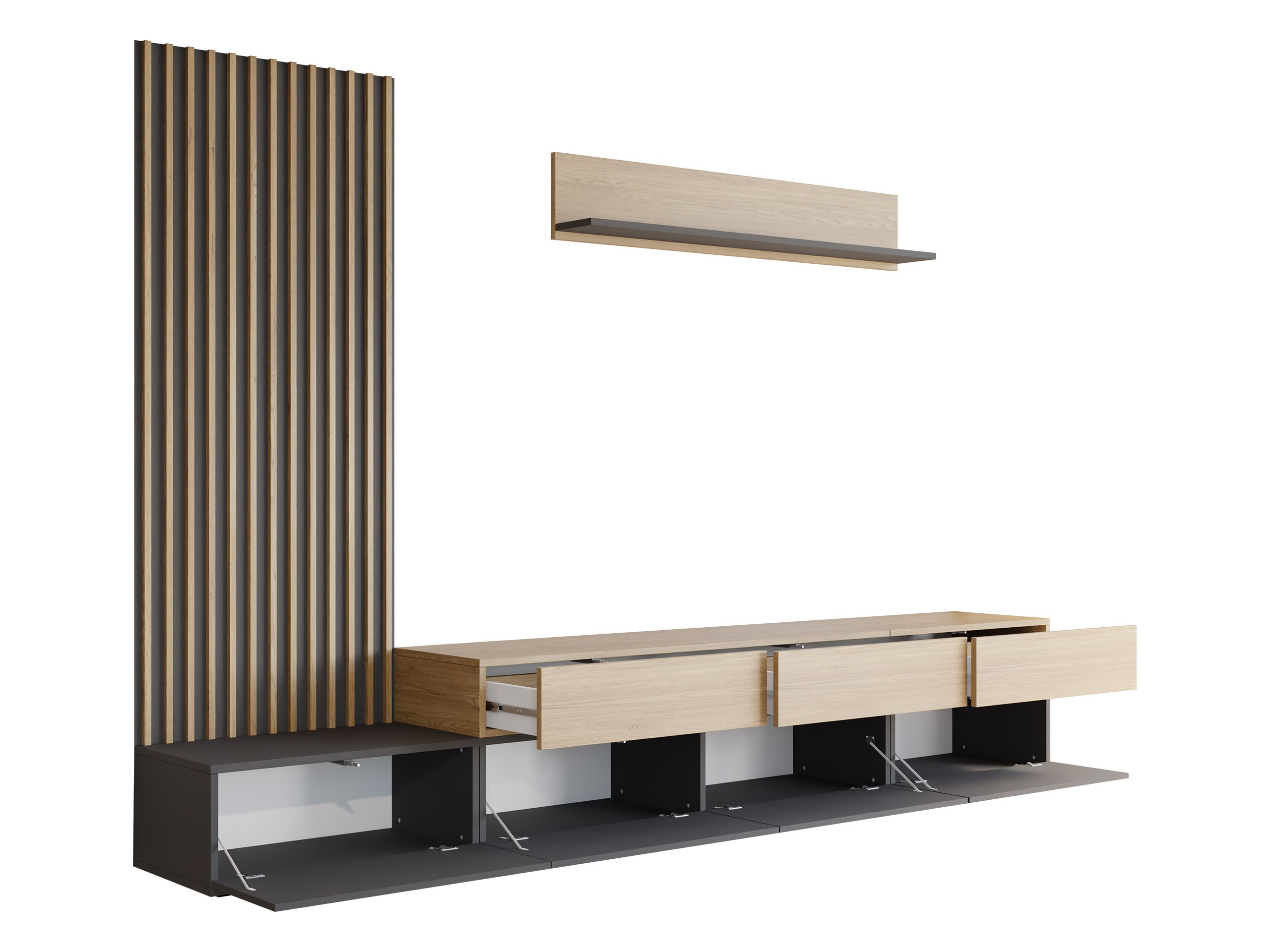 Ensemble de salon Comfivo Munium II (Blanc + Chêne)