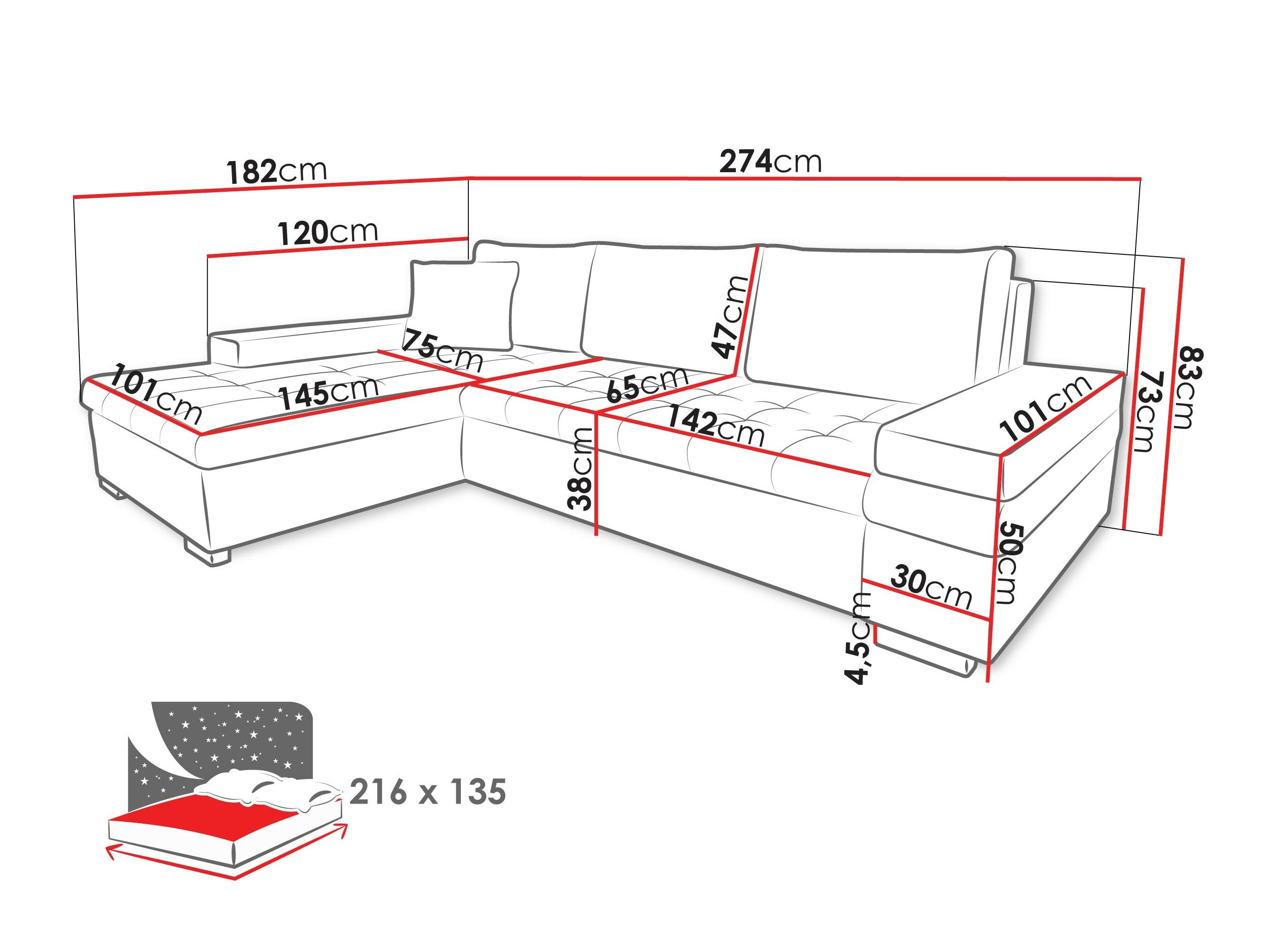 Canapé d'angle Comfivo Olivetum III (Magic Velvet 2216 + Magic Velvet 2216 + Magic Velvet 2217)
