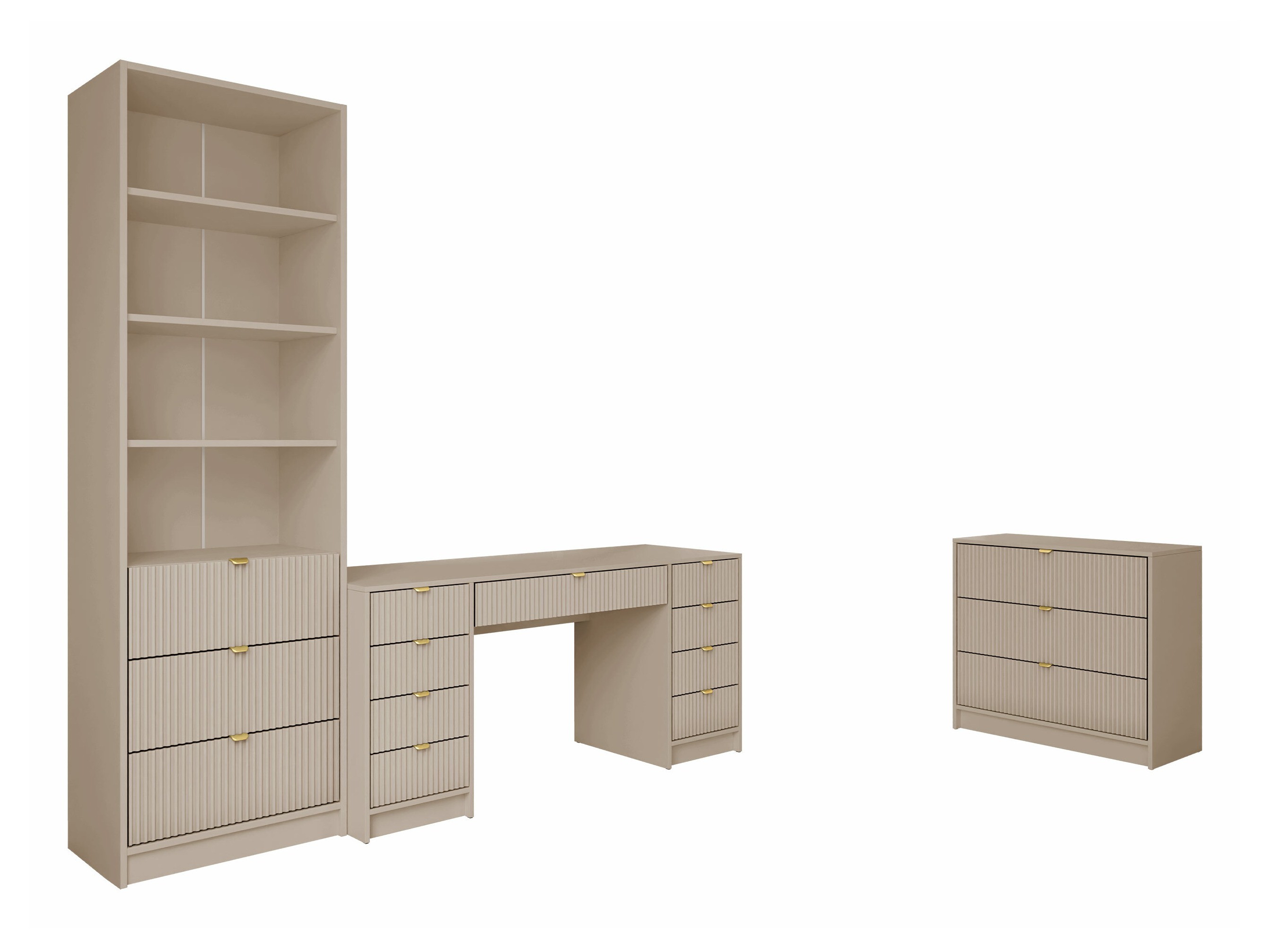 Ensemble de bureau à domicile Comfivo Larmire 121 (Beige)