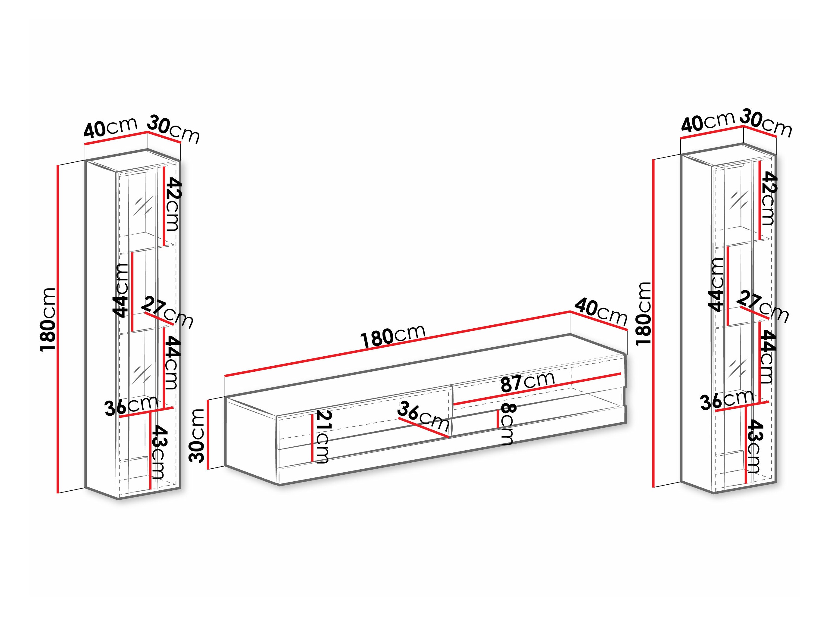 Ensemble de salon Venenou 112 (Blanc + Blanc brillant)