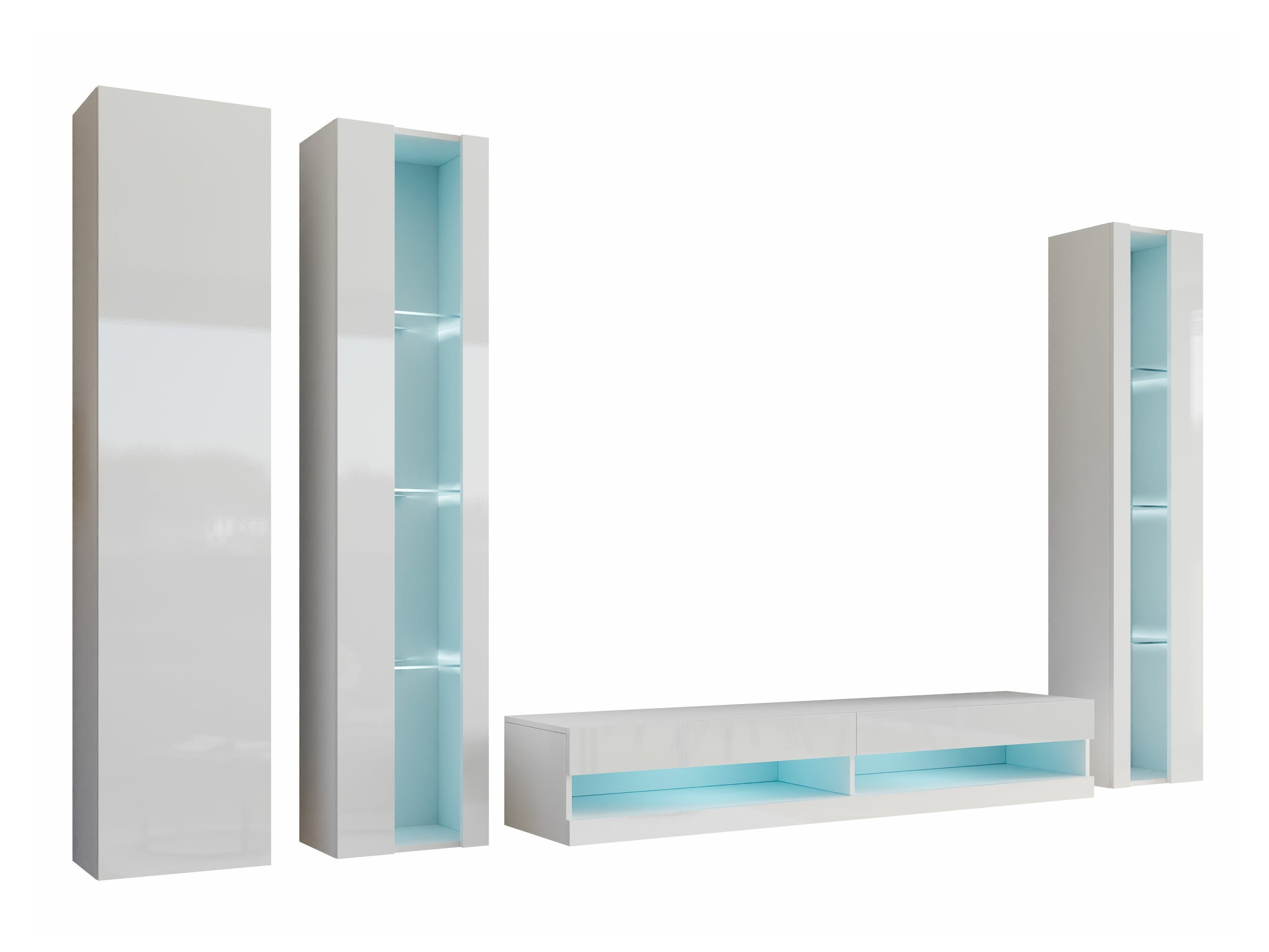 Ensemble de salon Venenou 116 (Blanc + Blanc brillant)