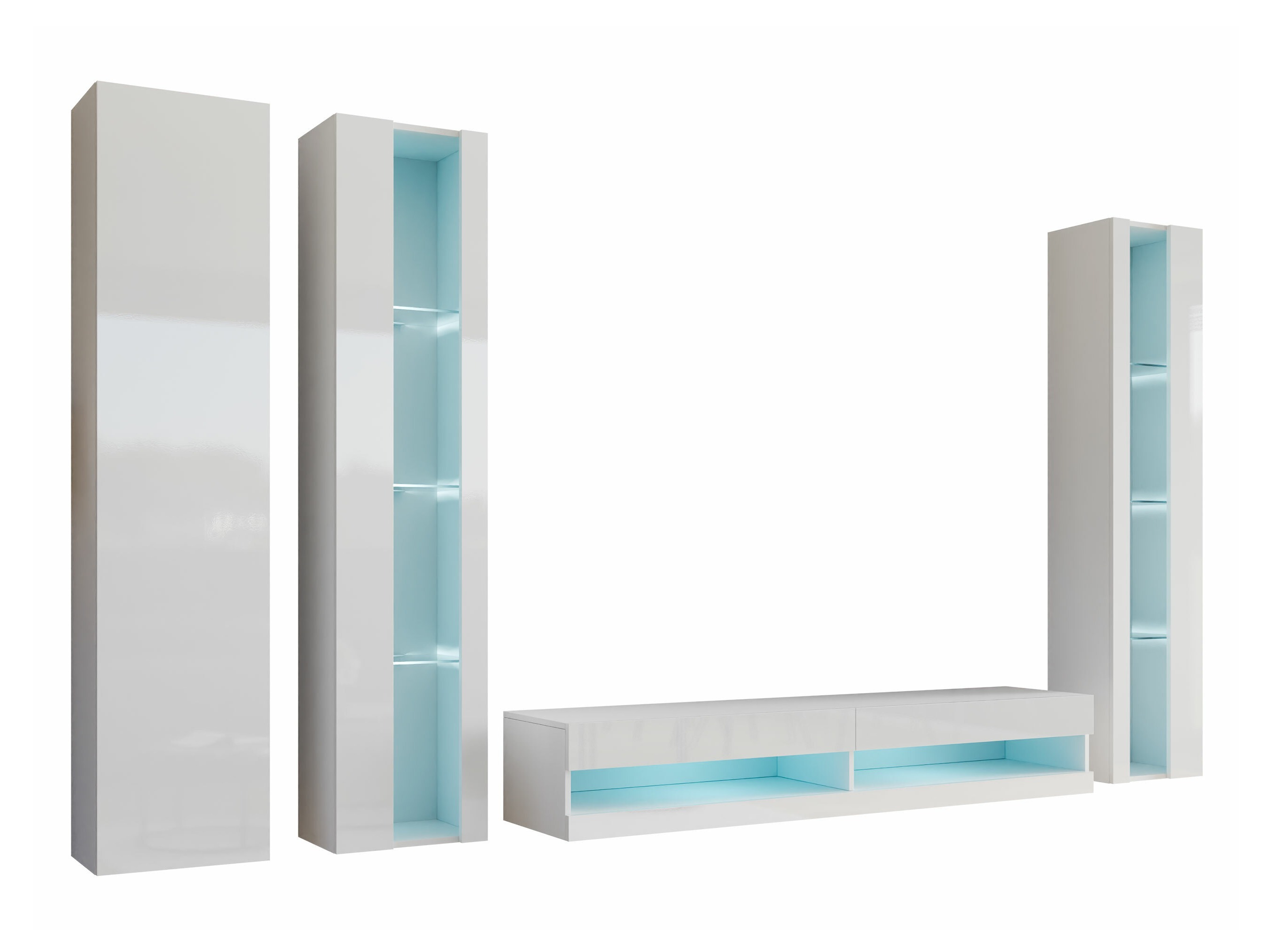 Ensemble de salon Venenou 116 (Blanc + Blanc brillant)