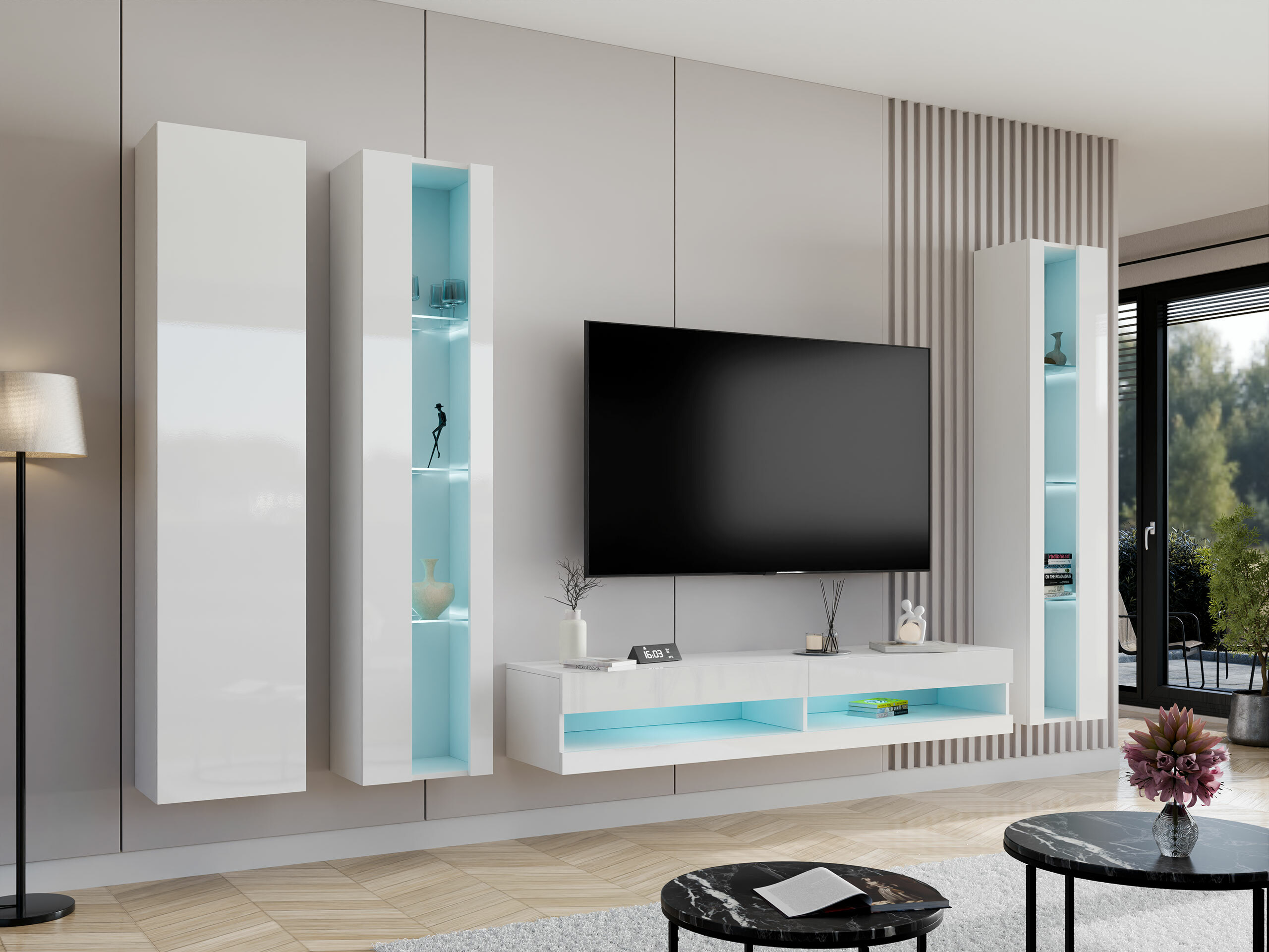 Ensemble de salon Vilrin VII (Blanc + Blanc brillant)