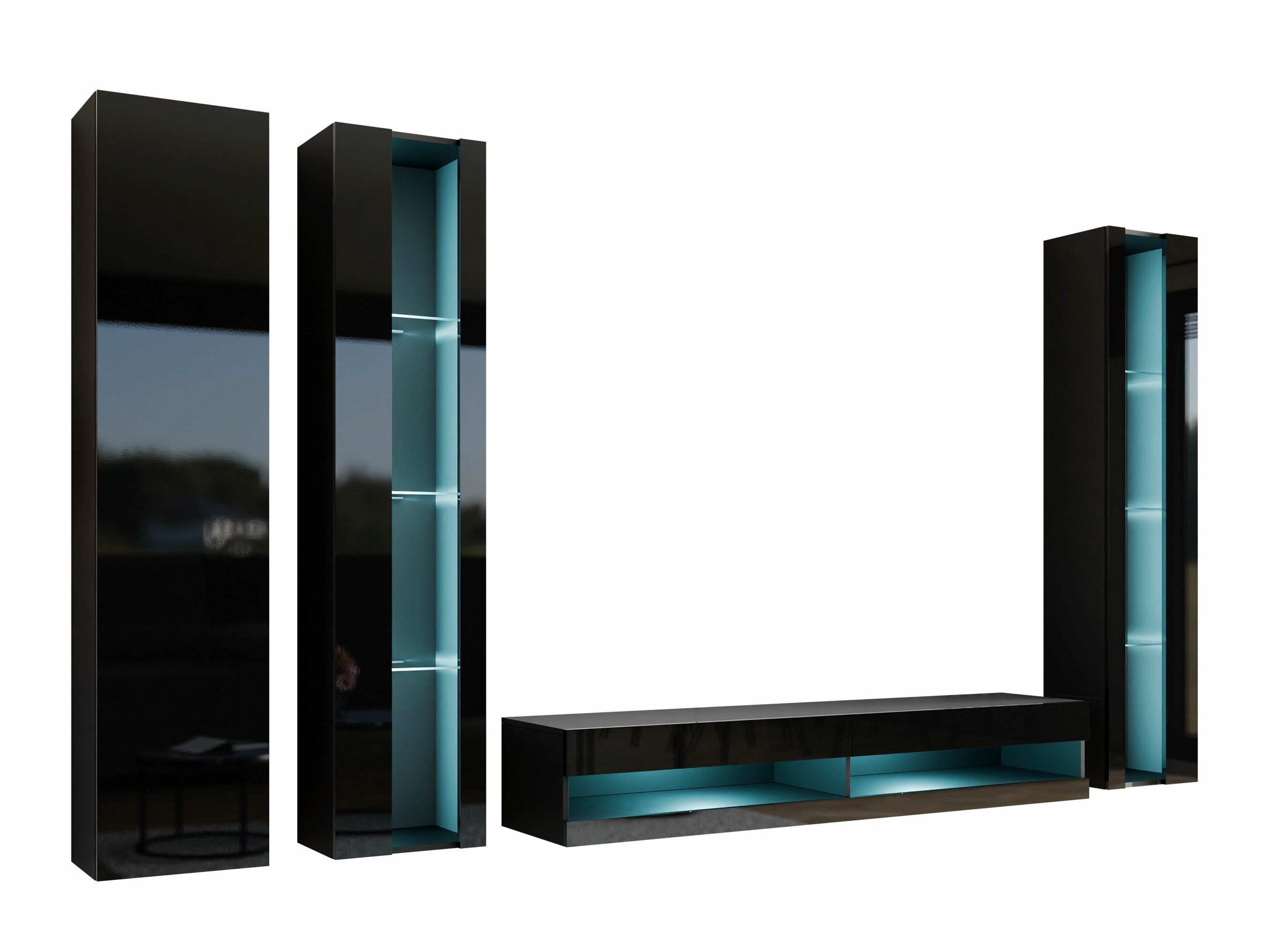 Ensemble de salon Vilrin VII (Noir + Noir brillant)