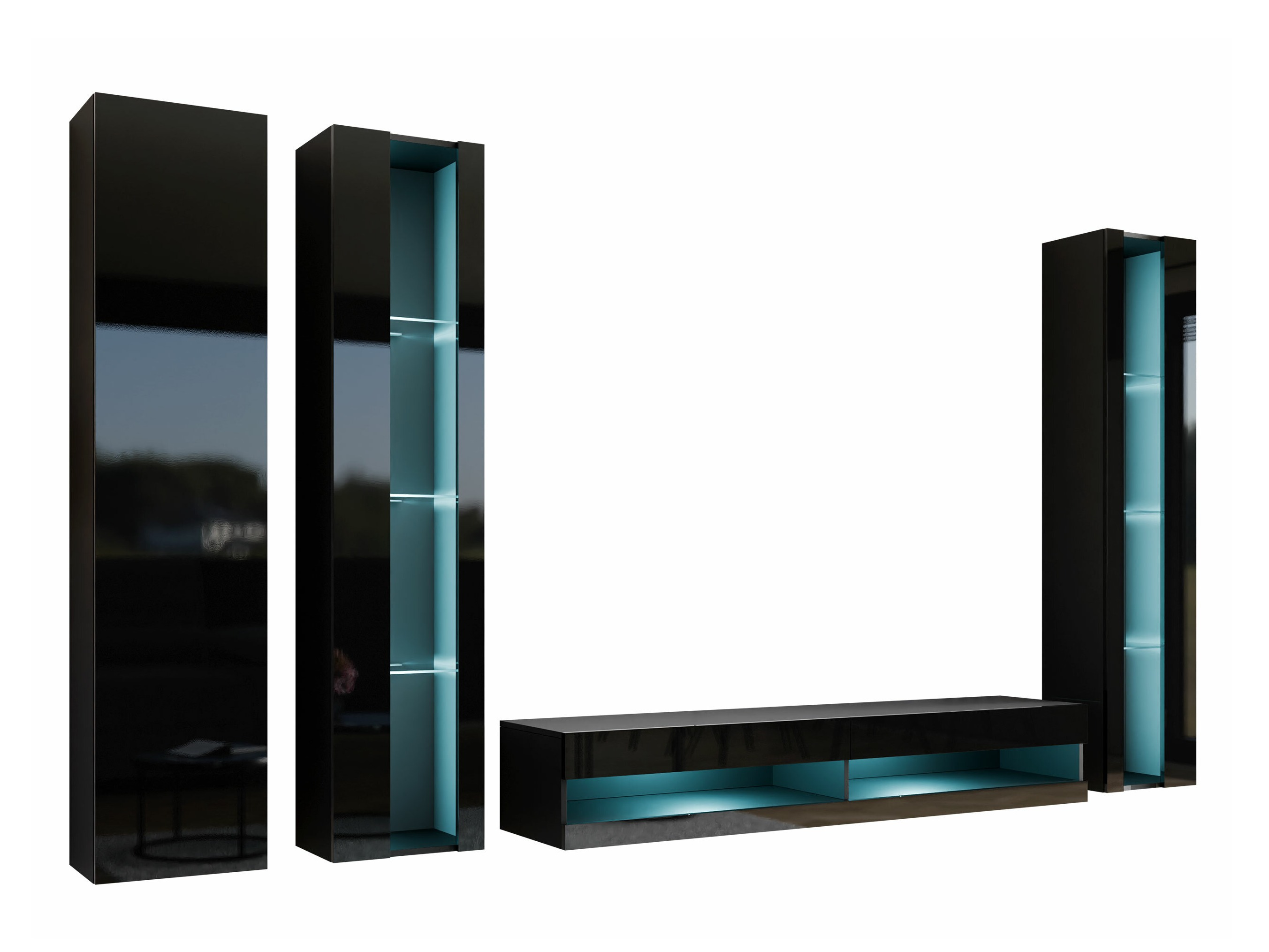 Ensemble de salon Vilrin VII (Noir + Noir brillant)