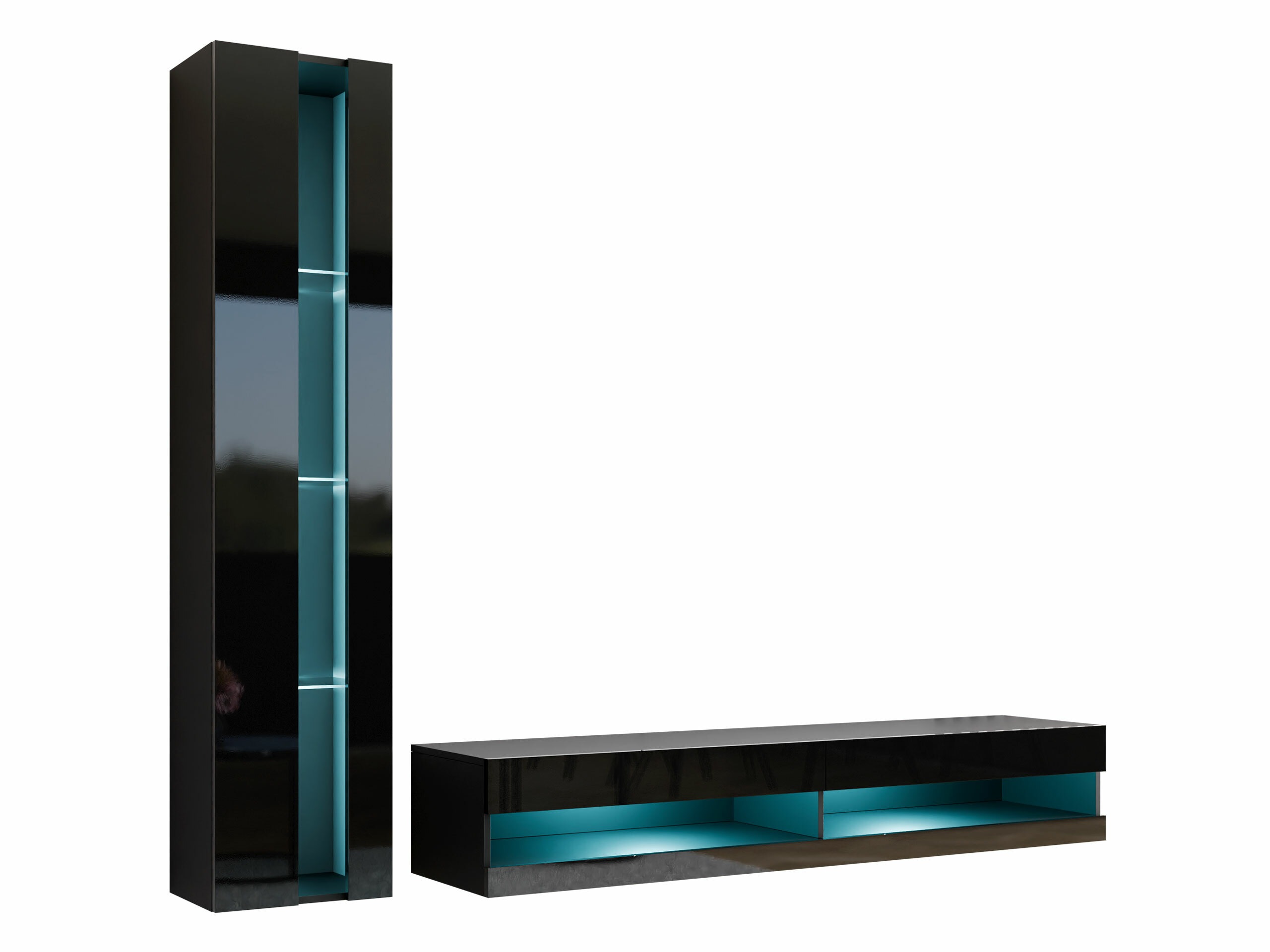 Ensemble de salon Vilrin VIII (Noir + Noir brillant)