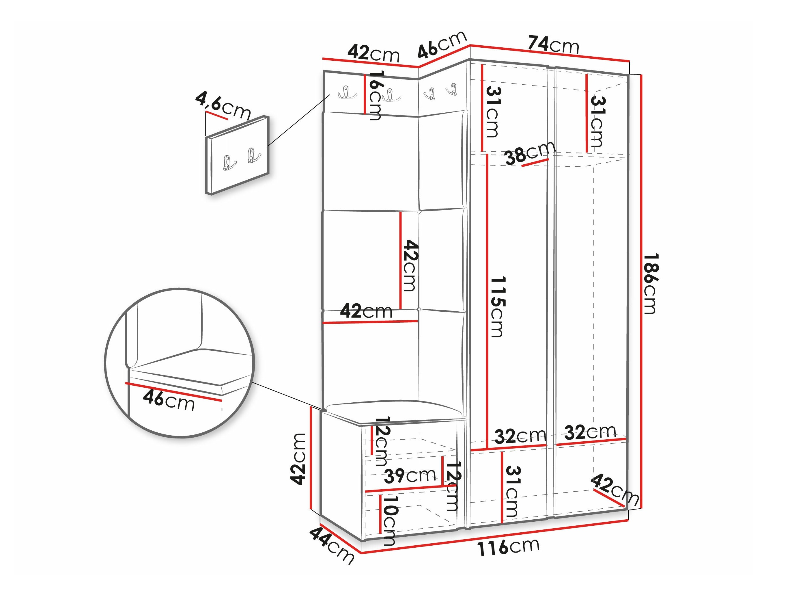 Meuble d'entrée Hartford 388 (Noir)