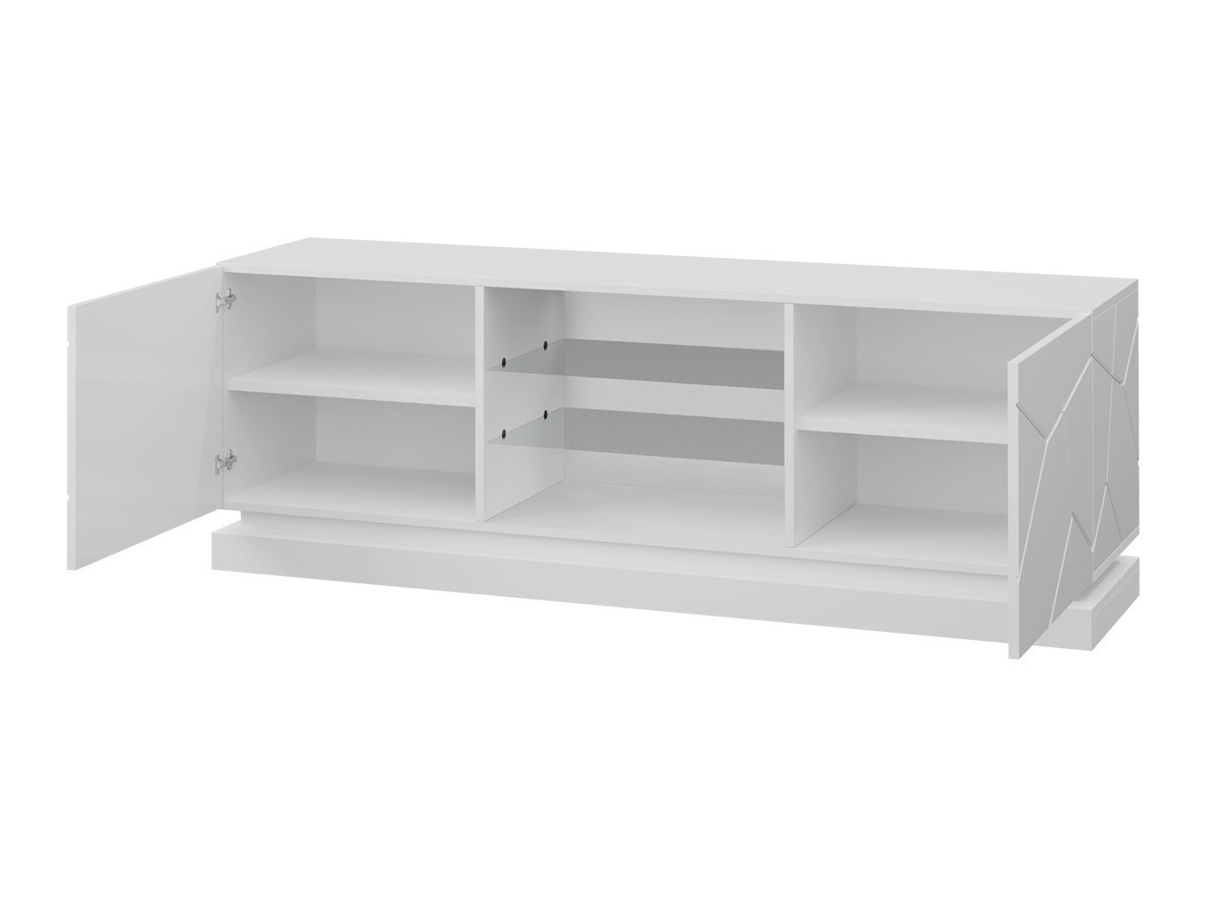 Meuble TV Linar (Blanc + Blanc brillant)