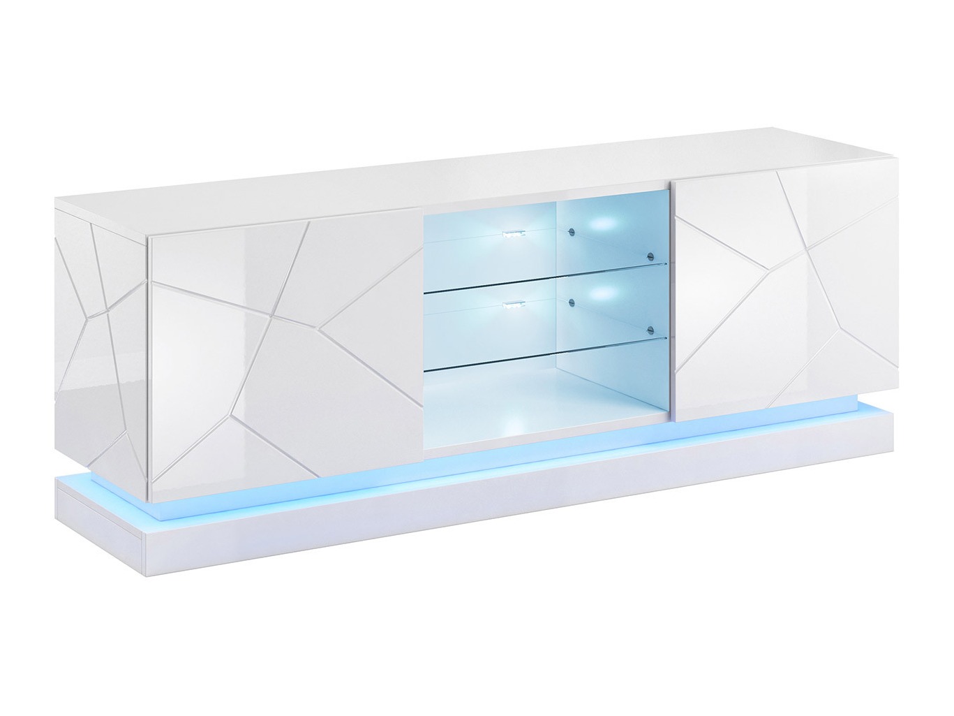 Meuble TV Linar (Blanc + Blanc brillant)