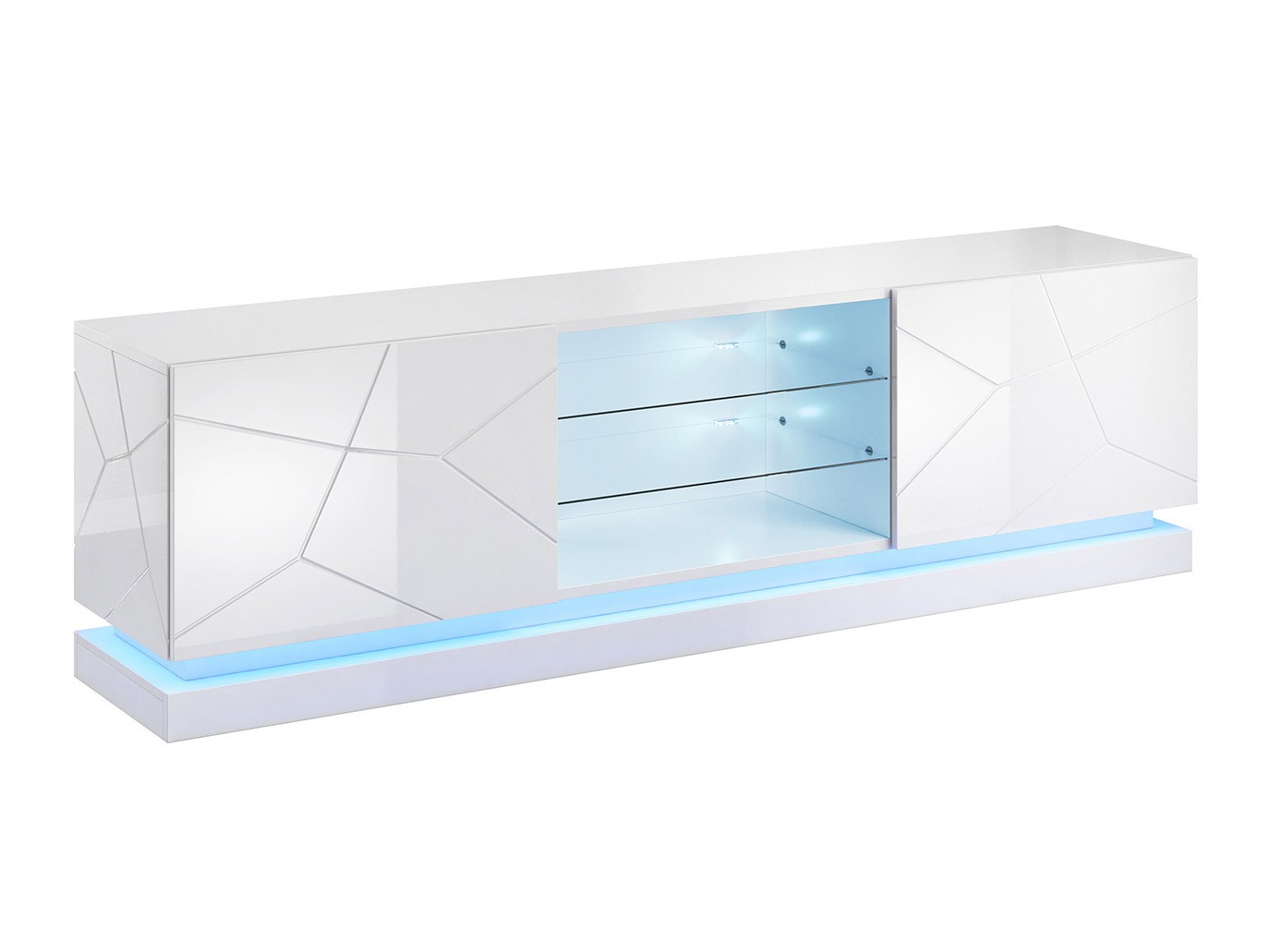 Meuble TV Linar I (Blanc + Blanc brillant)