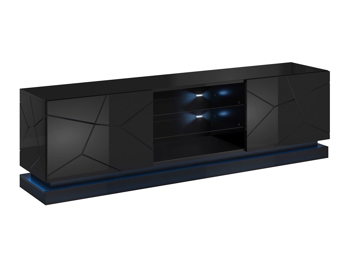 Meuble TV Linar I (Noir + Noir brillant)