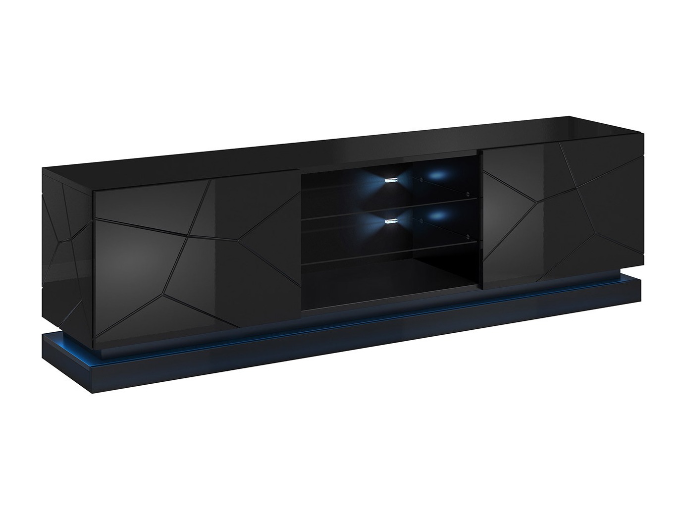 Meuble TV Linar I (Noir + Noir brillant)